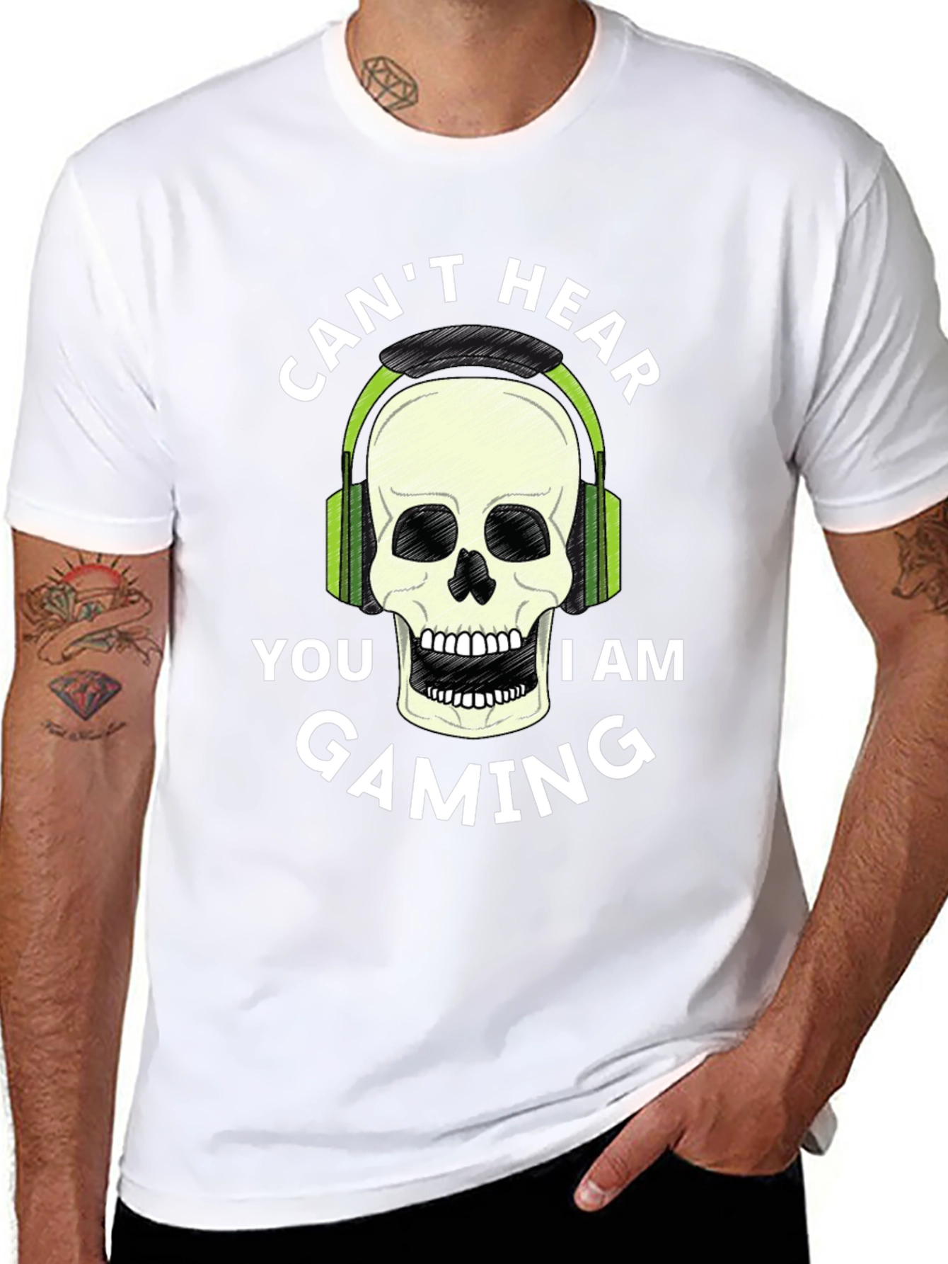 Gaming Skull T-Shirt - Cant Hear You Im Gaming