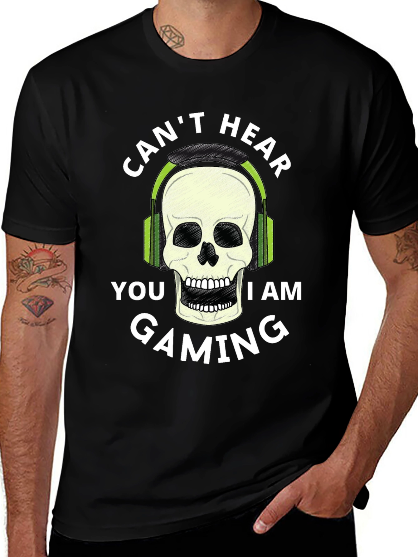 Gaming Skull T-Shirt - Cant Hear You Im Gaming