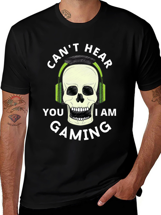 Gaming Skull T-Shirt - Cant Hear You Im Gaming