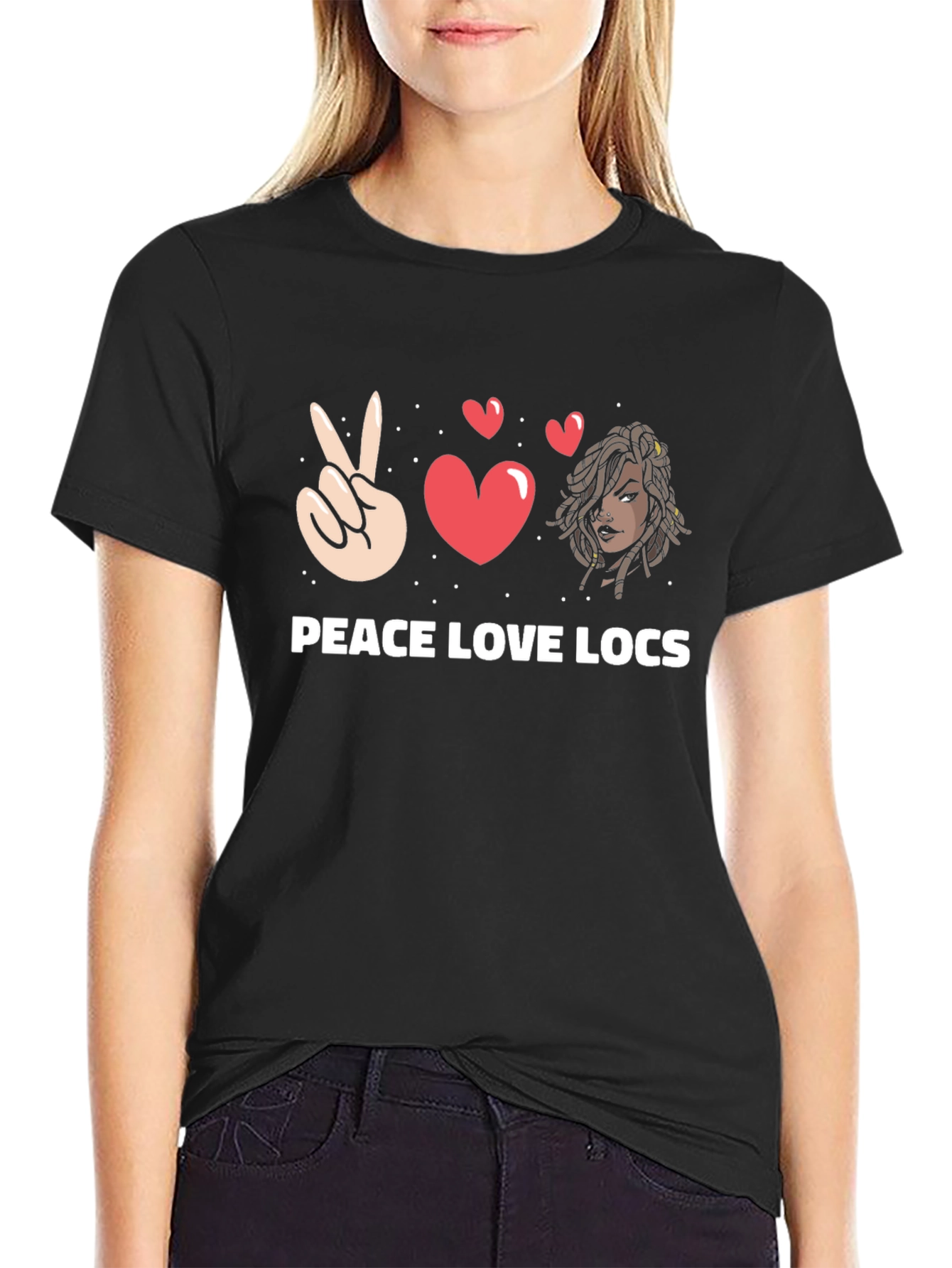 Peace Love Locs Graphic Tee - Black
