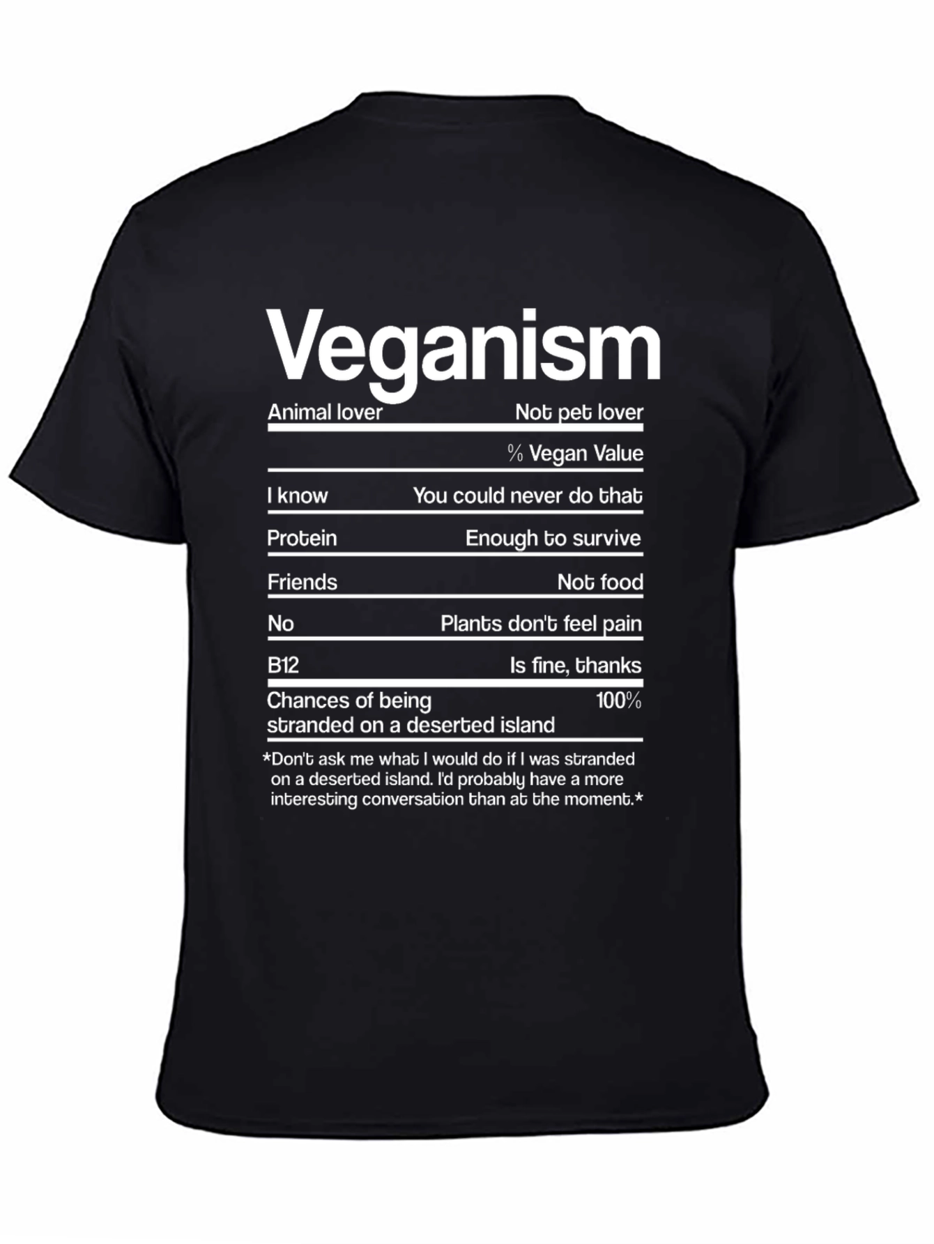 Vegan Nutrition Facts Funny T-Shirt