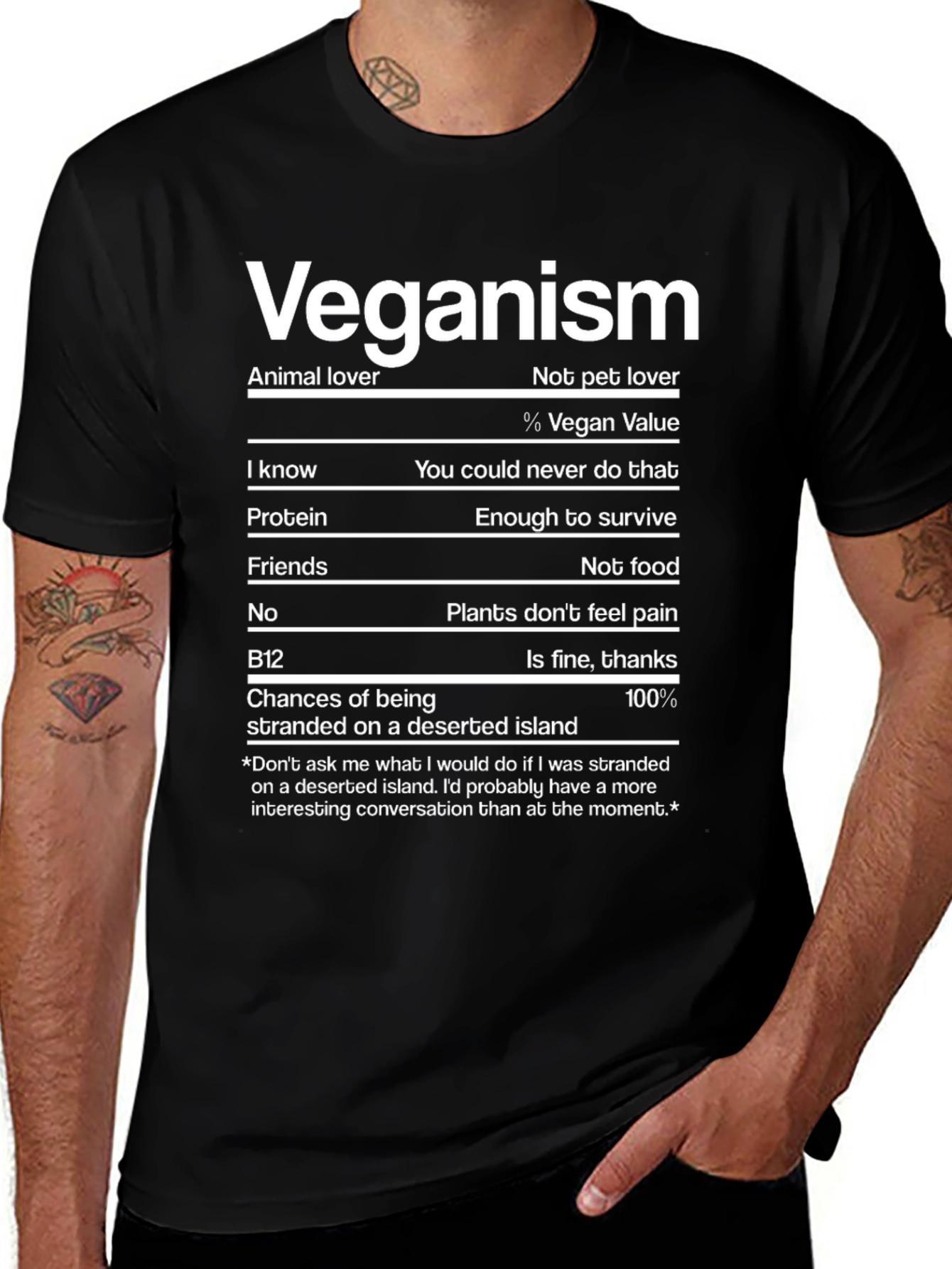 Vegan Nutrition Facts Funny T-Shirt