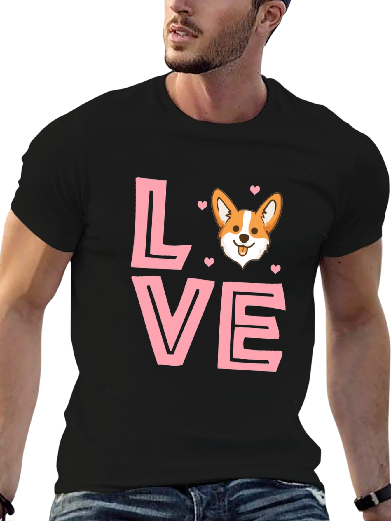 Corgi Love Graphic Tee - Black