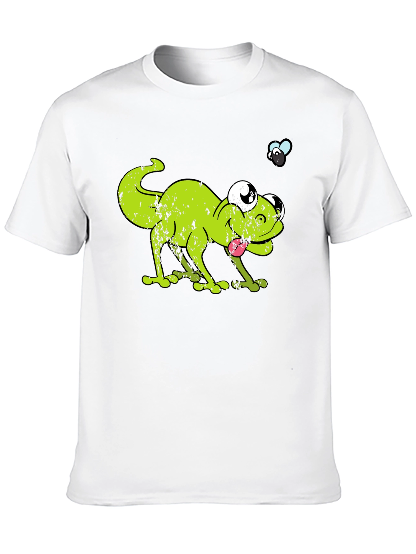 Funny Lizard Chasing Fly Graphic T-Shirt