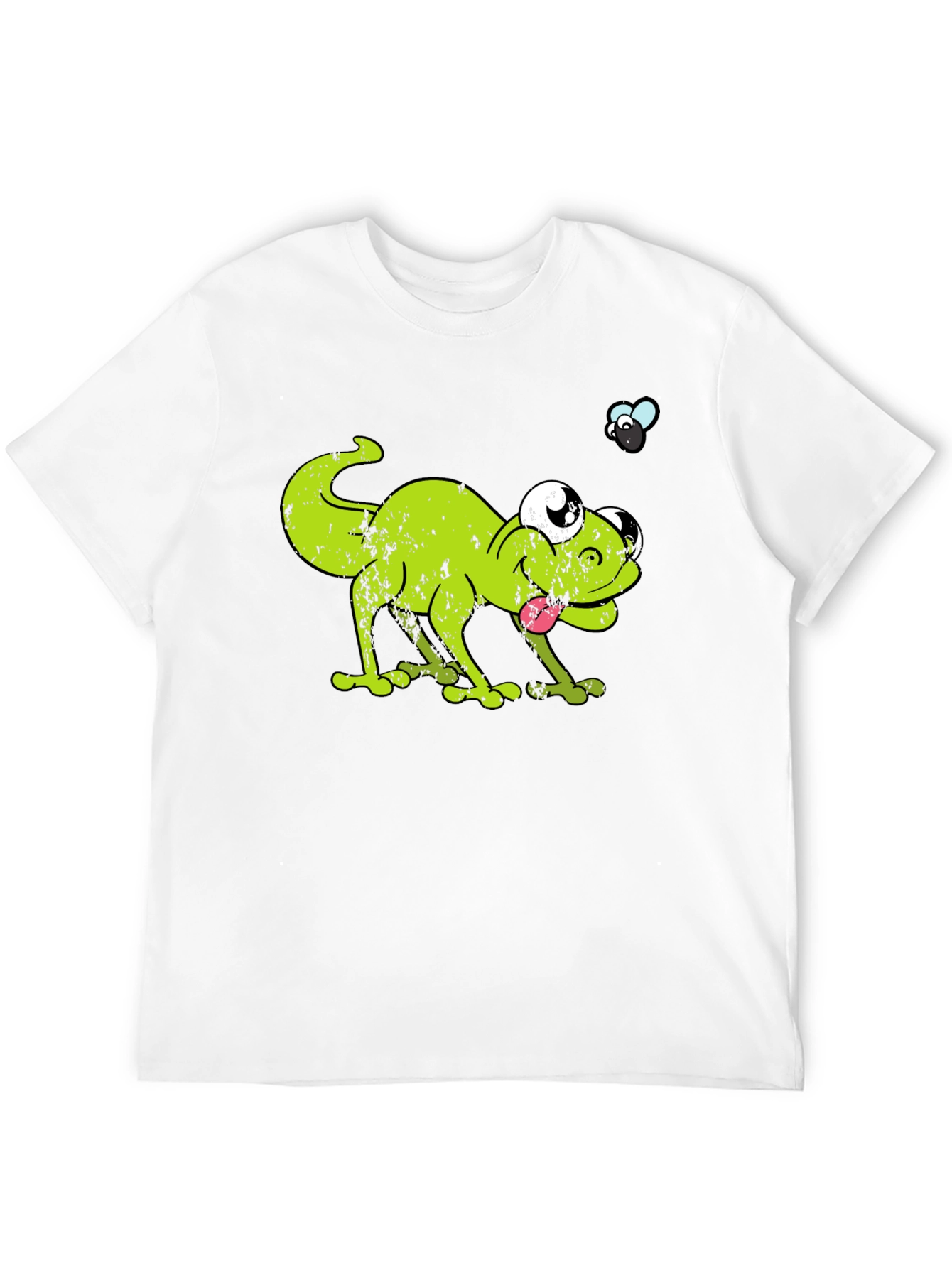 Funny Lizard Chasing Fly Graphic T-Shirt