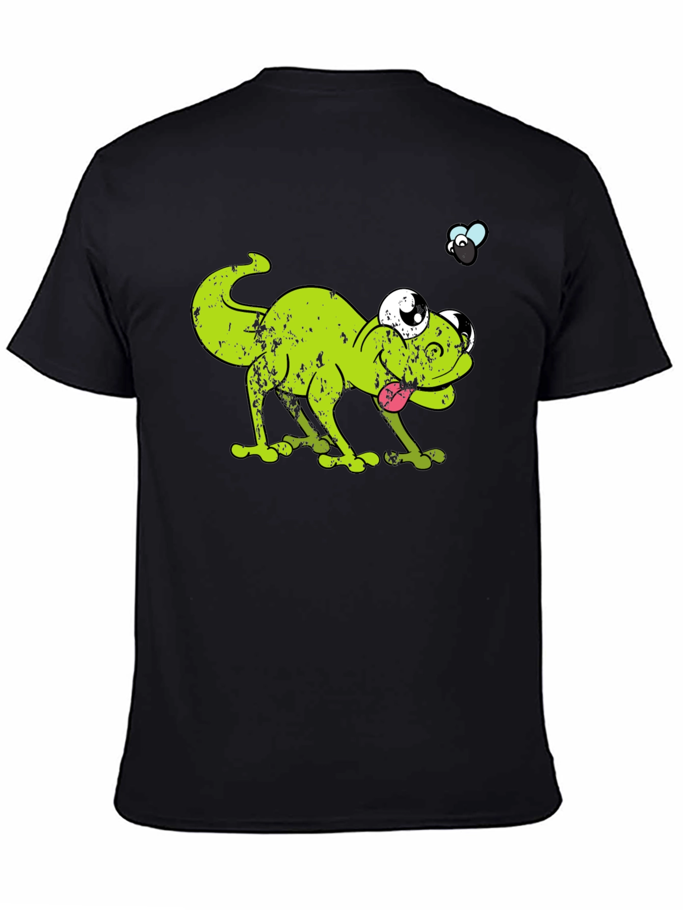 Funny Lizard Chasing Fly Graphic T-Shirt