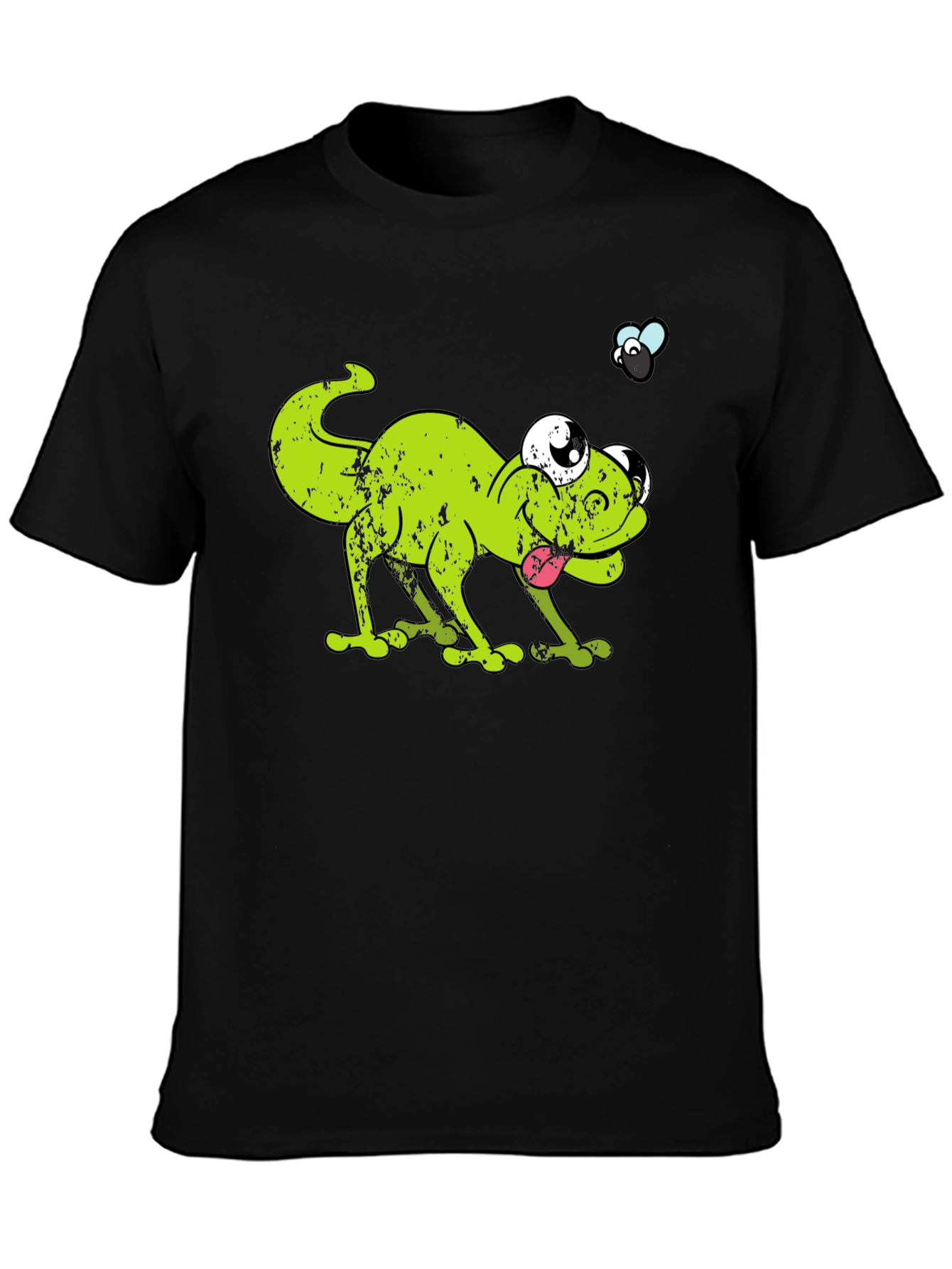 Funny Lizard Chasing Fly Graphic T-Shirt