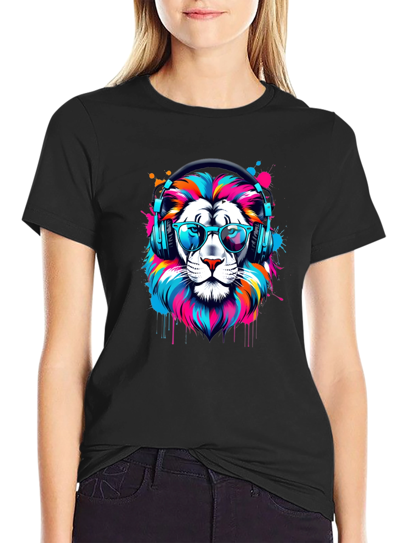 Cool Lion Graphic Tee - Black