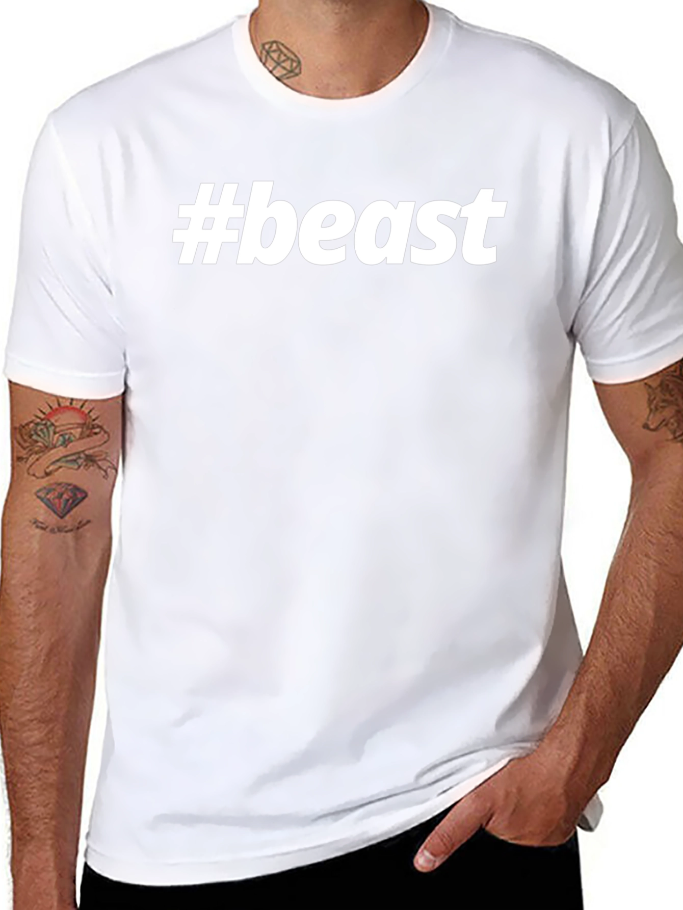 #beast Black Crew Neck T-Shirt - Bold Graphic Tee