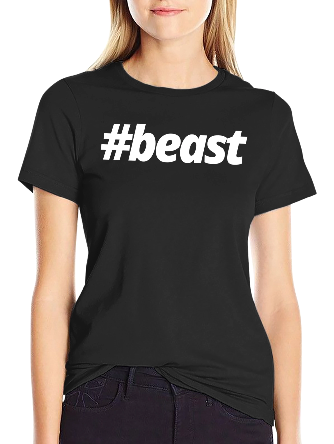 #beast Black Crew Neck T-Shirt - Bold Graphic Tee