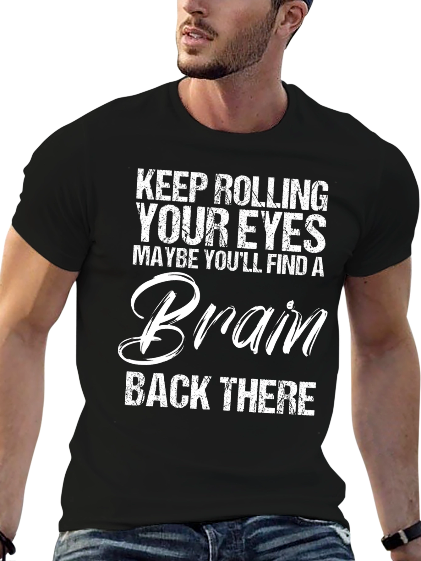 Humorous Brain Roll Eyes T-Shirt