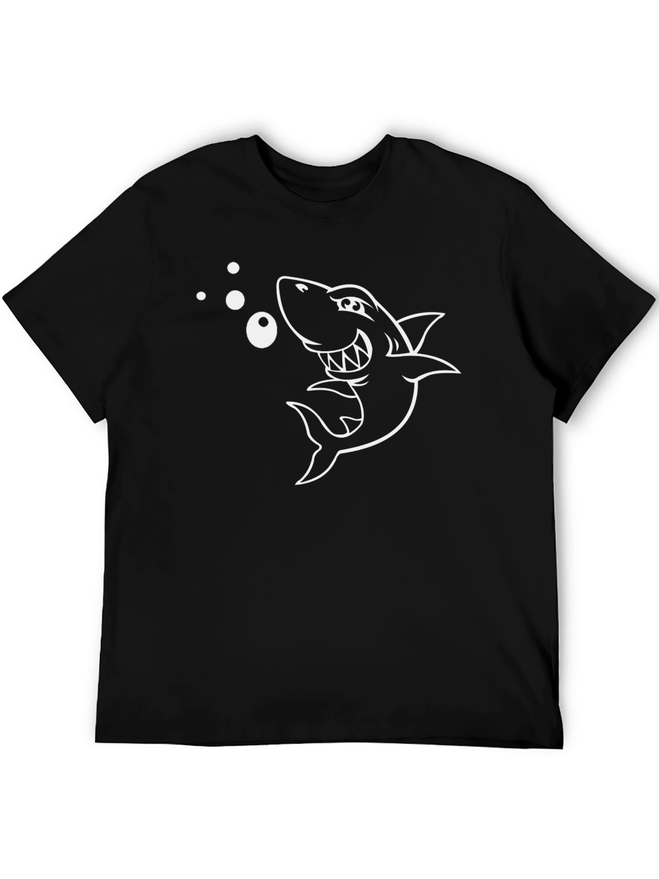 Cartoon Shark Black T-Shirt