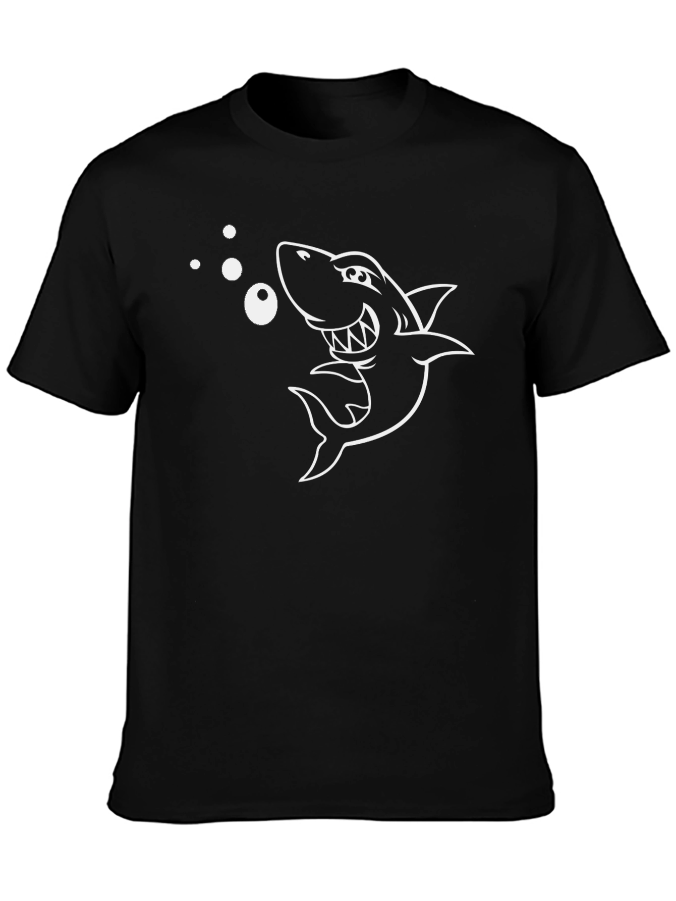 Cartoon Shark Black T-Shirt