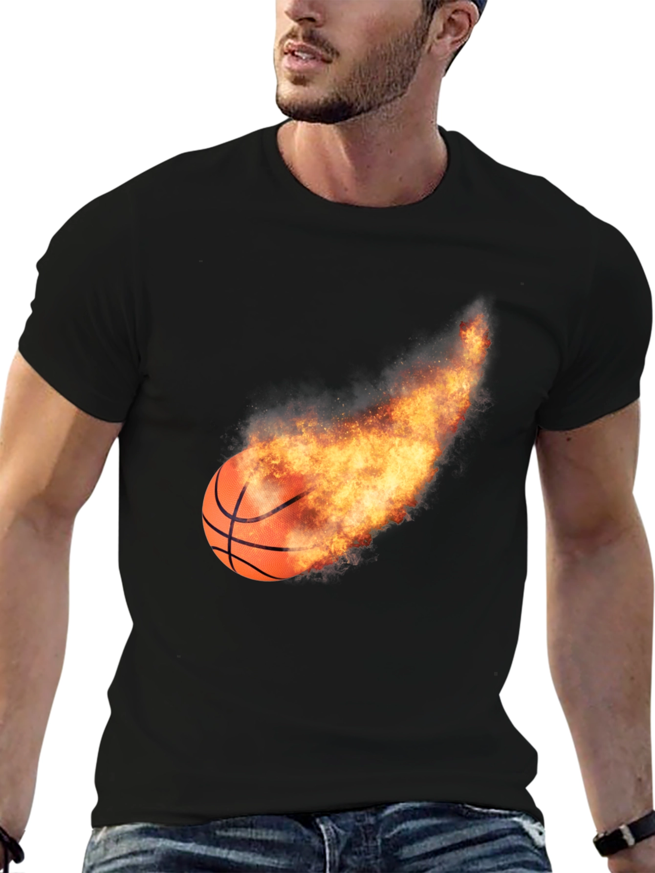 Flaming Basketball Graphic Tee