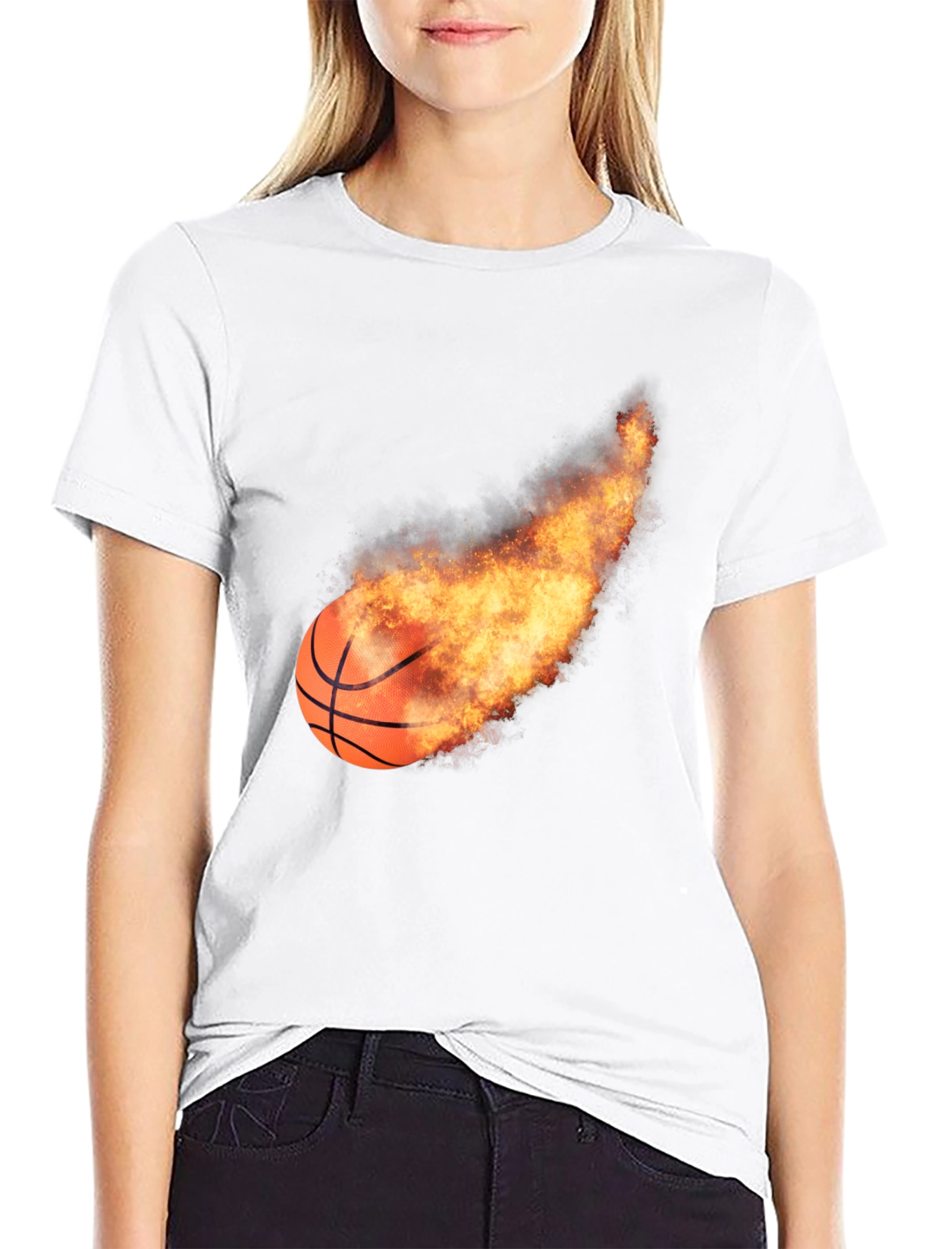 Flaming Basketball Graphic Tee