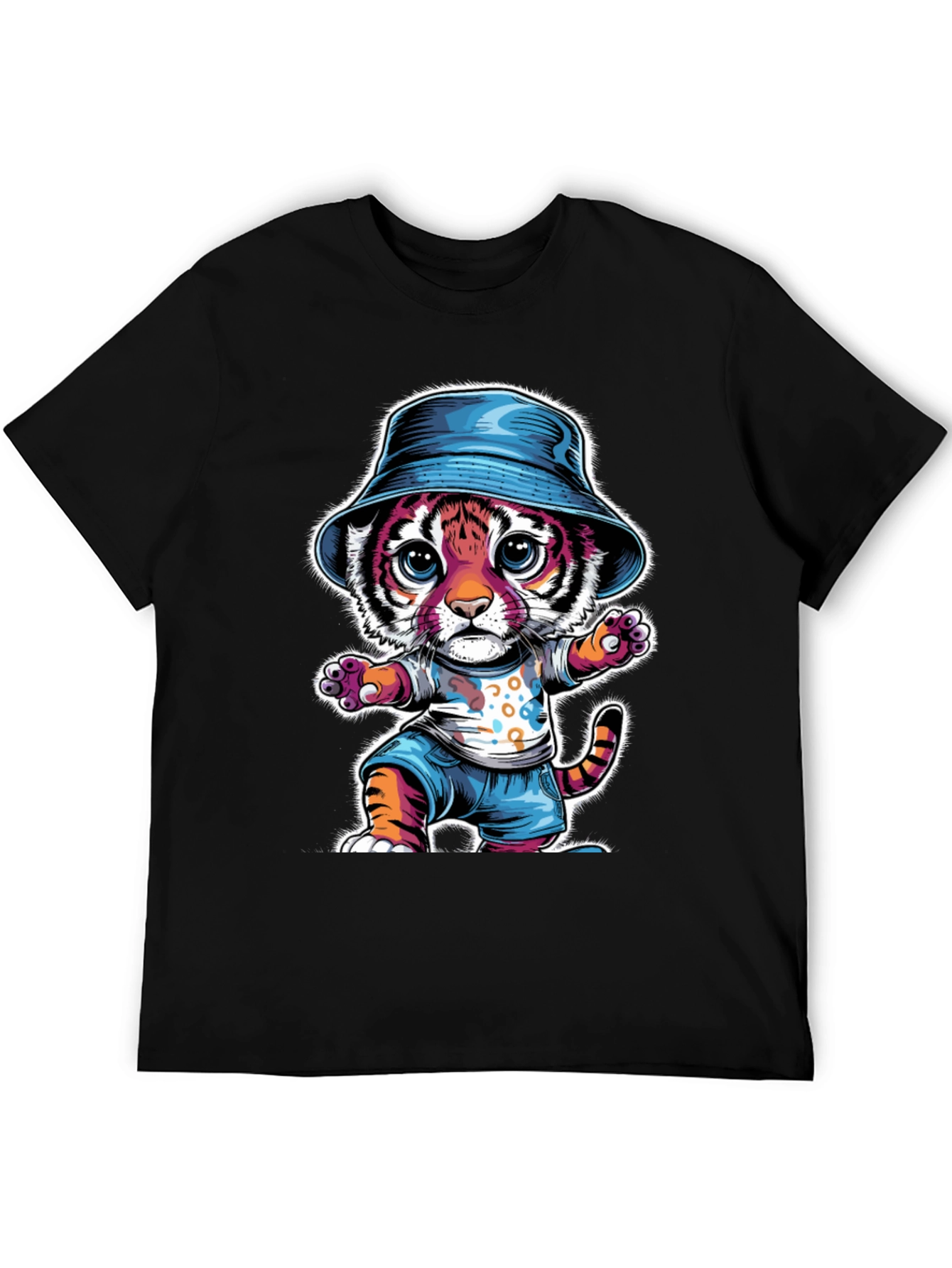 Cool Cat Tee: Tiger Cub in Bucket Hat