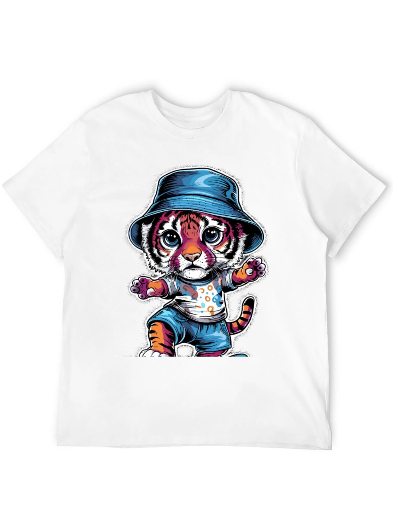 Cool Cat Tee: Tiger Cub in Bucket Hat