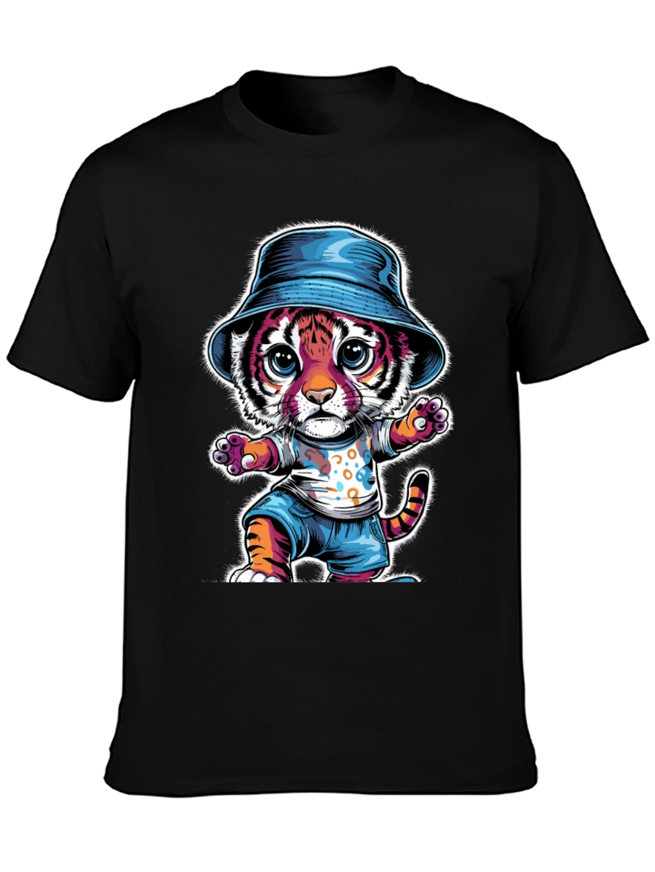 Cool Cat Tee: Tiger Cub in Bucket Hat