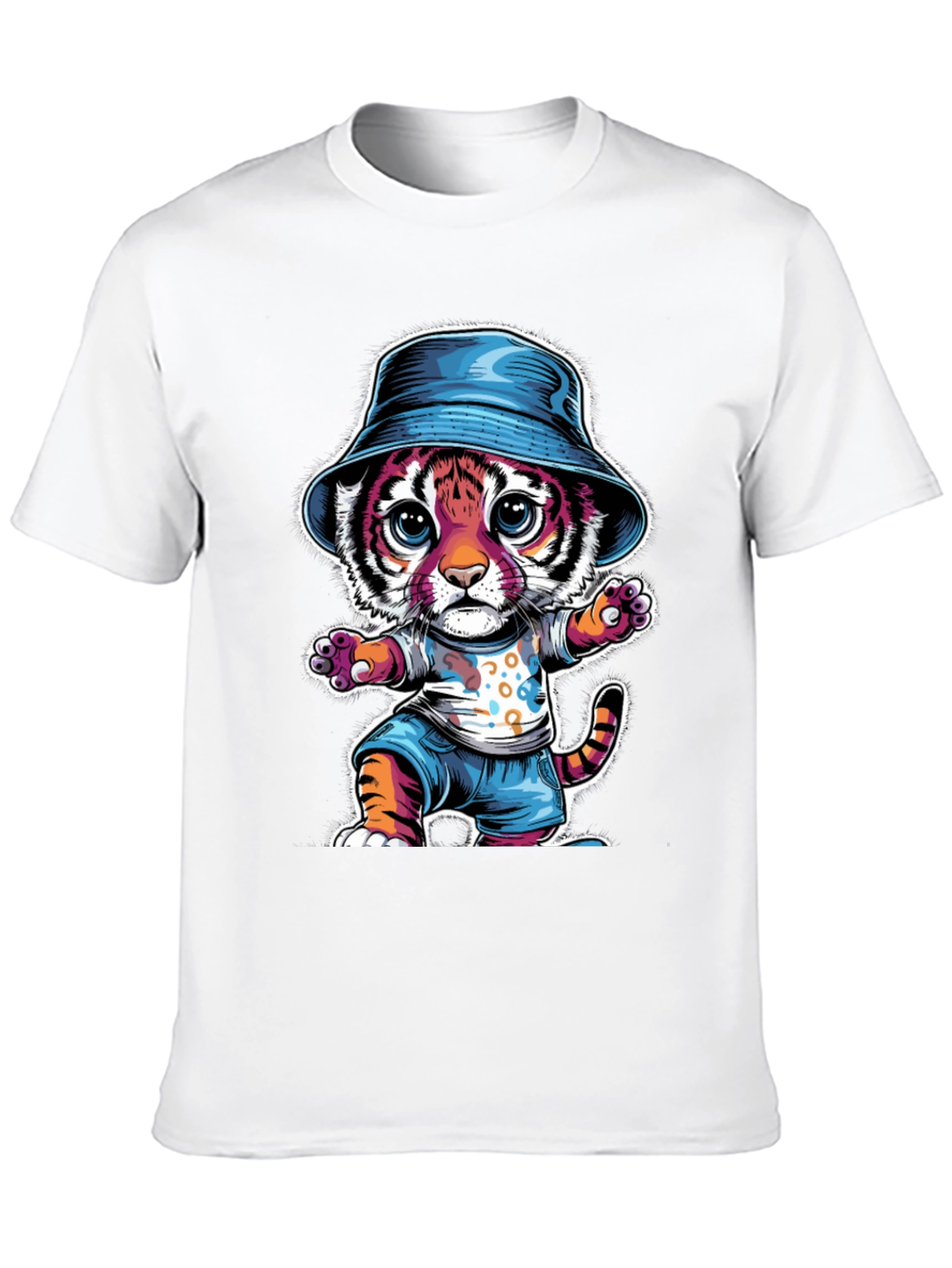 Cool Cat Tee: Tiger Cub in Bucket Hat