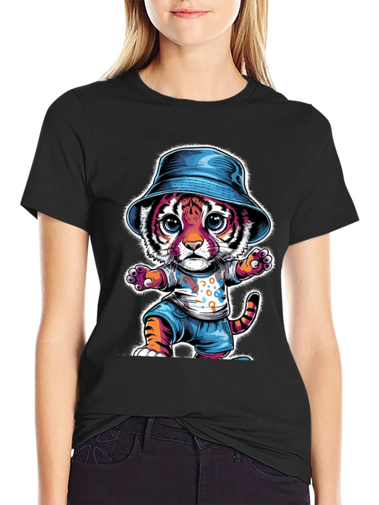 Cool Cat Tee: Tiger Cub in Bucket Hat