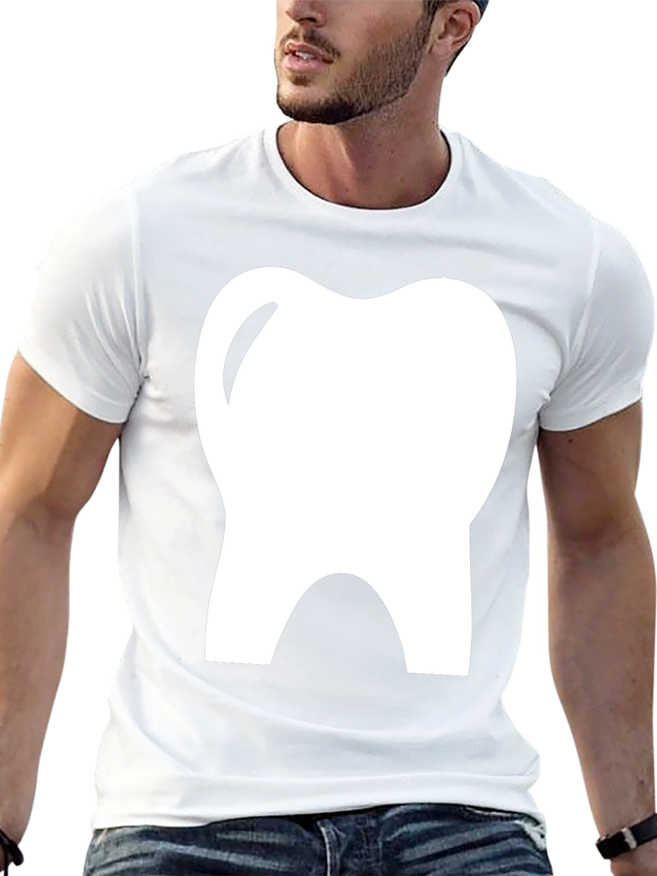 Dental Tooth Graphic Tee - Black Cotton T-Shirt
