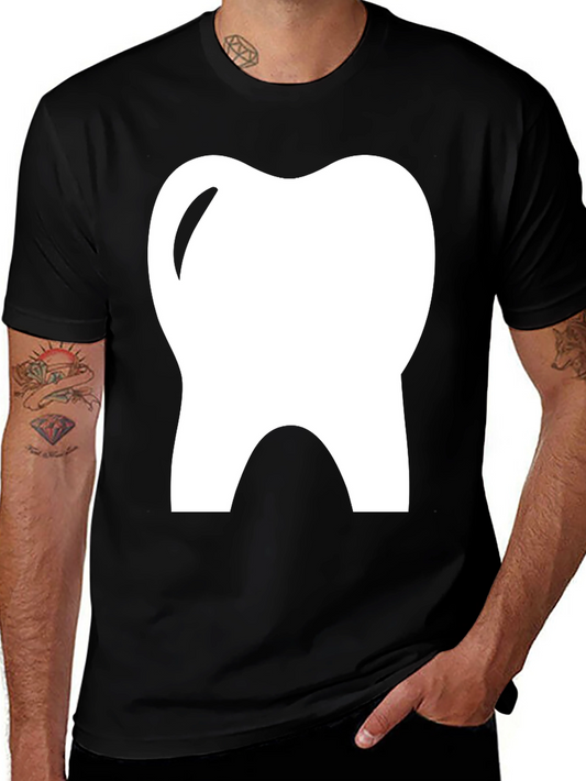 Dental Tooth Graphic Tee - Black Cotton T-Shirt