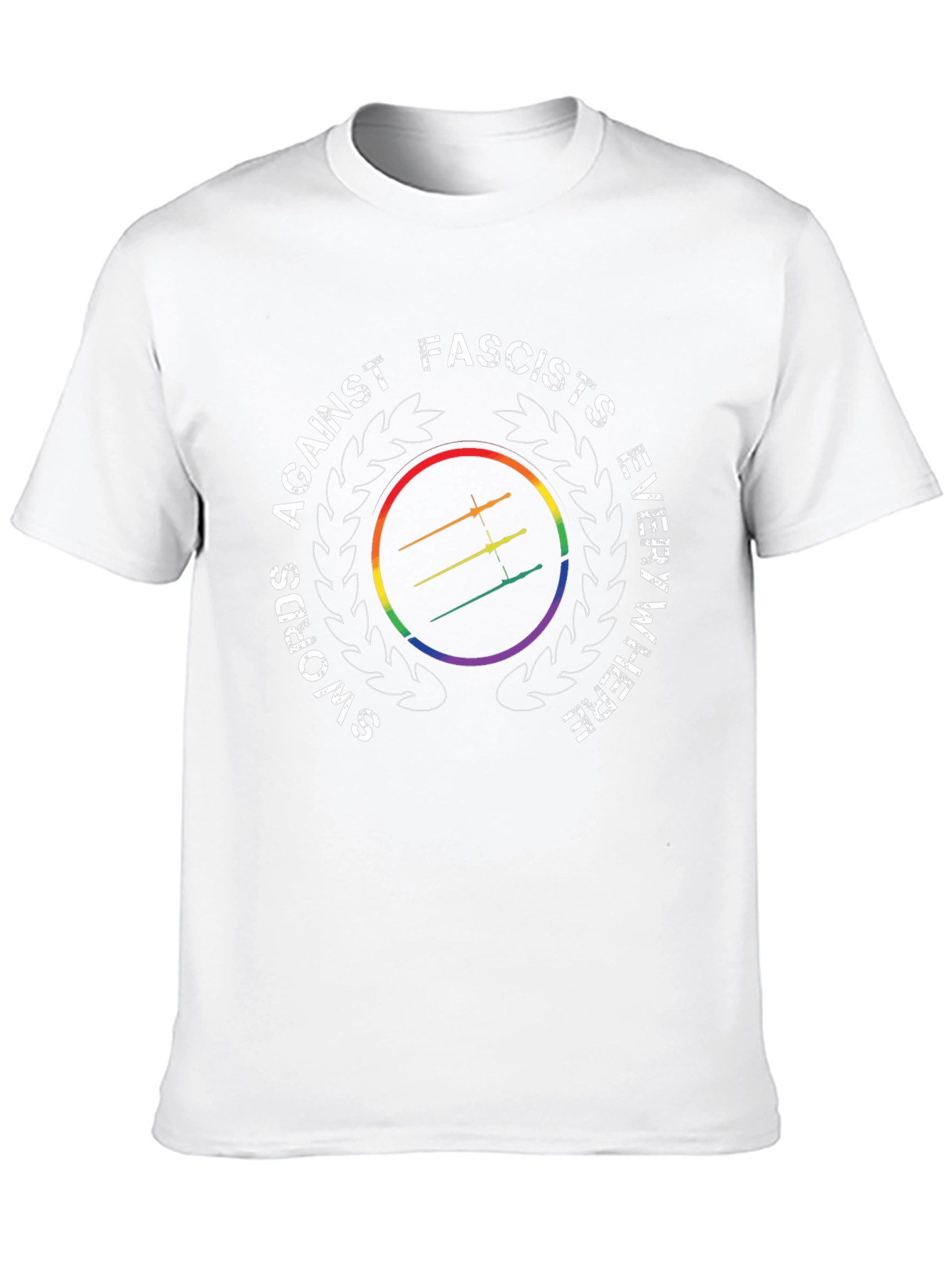 Swords Against Fascists Everywhere Rainbow T-Shirt