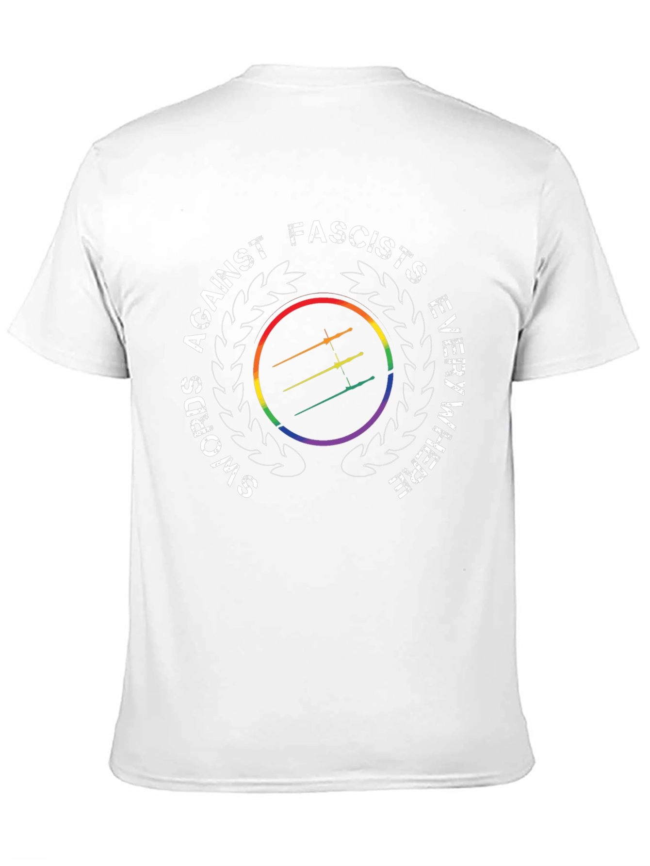 Swords Against Fascists Everywhere Rainbow T-Shirt