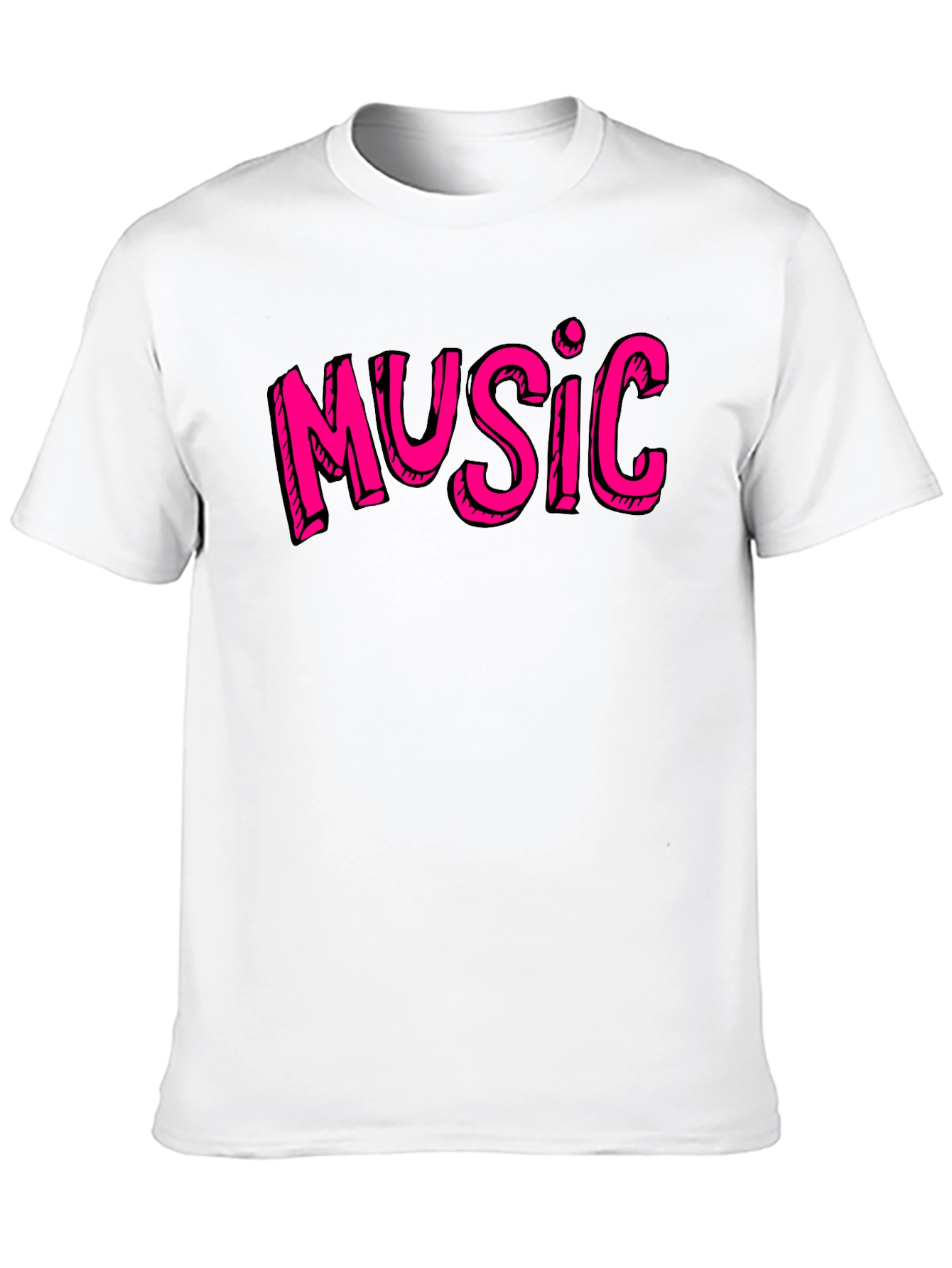 Music Graphic Tee - Black Cotton Short Sleeve