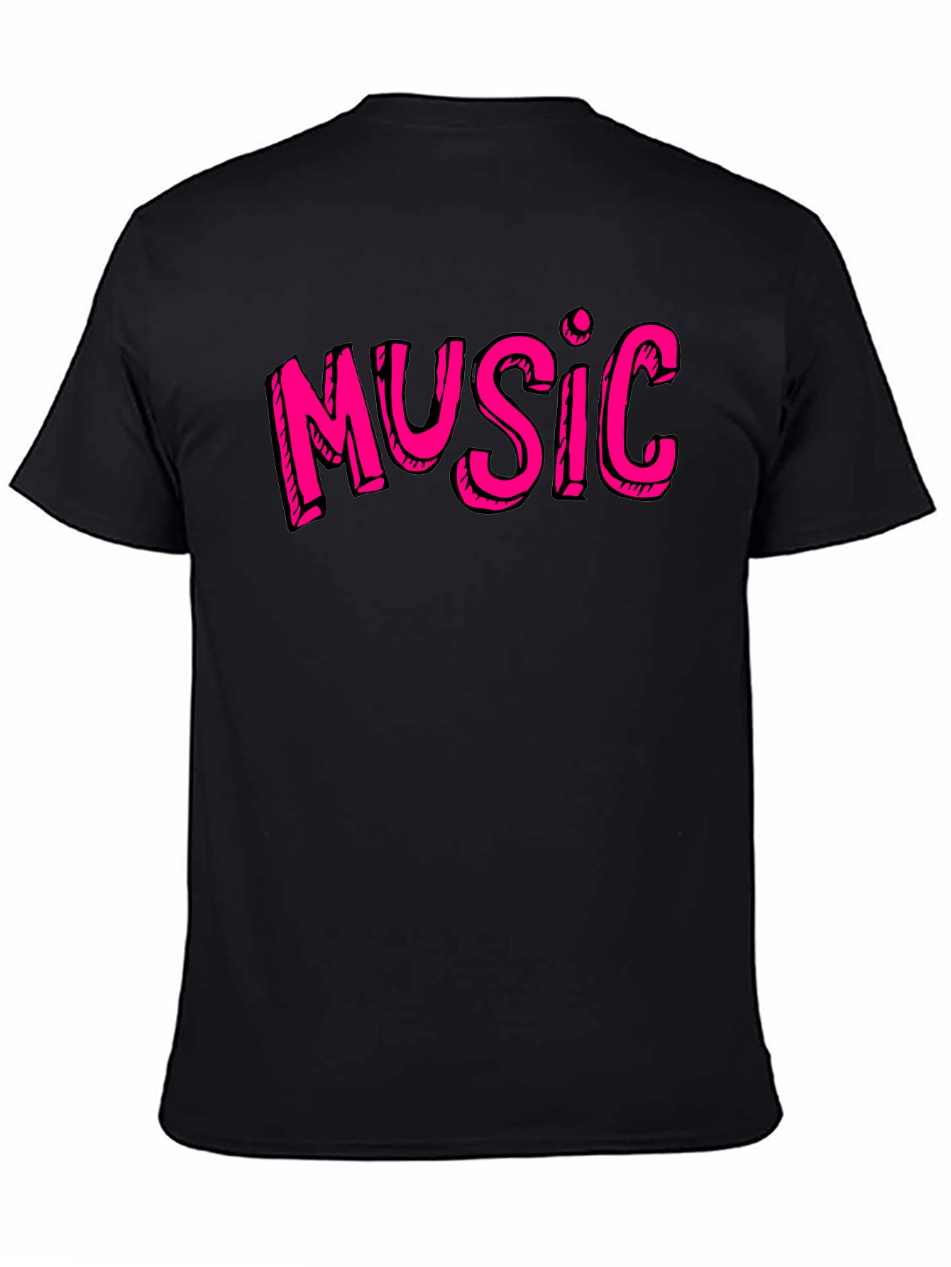Music Graphic Tee - Black Cotton Short Sleeve