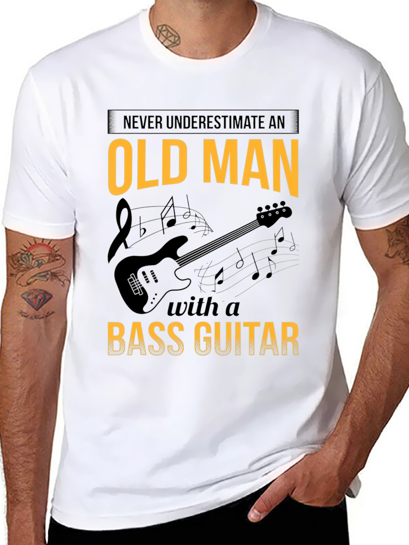 Old Man Bass Guitar T-Shirt: Never Underestimate
