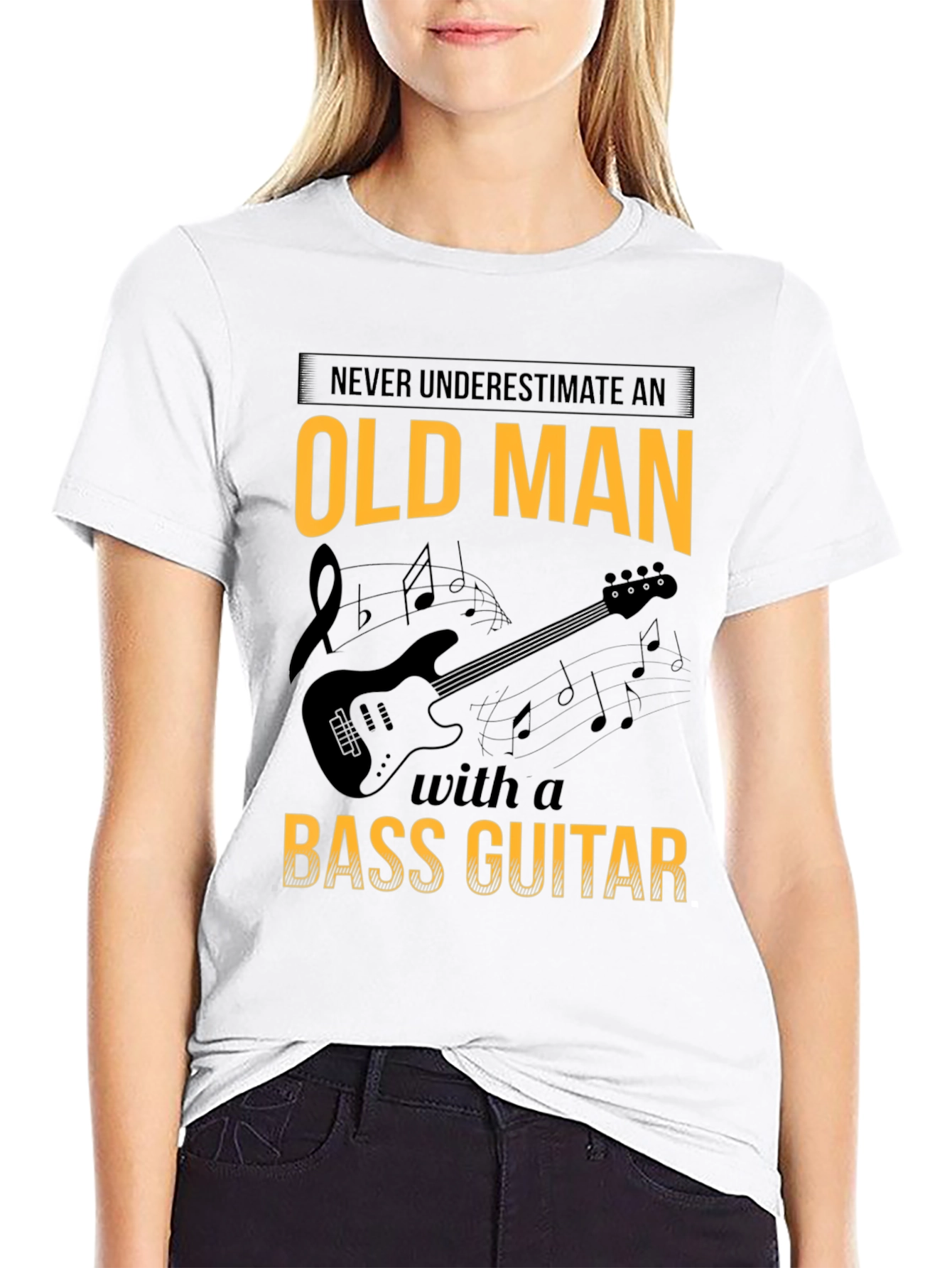 Old Man Bass Guitar T-Shirt: Never Underestimate