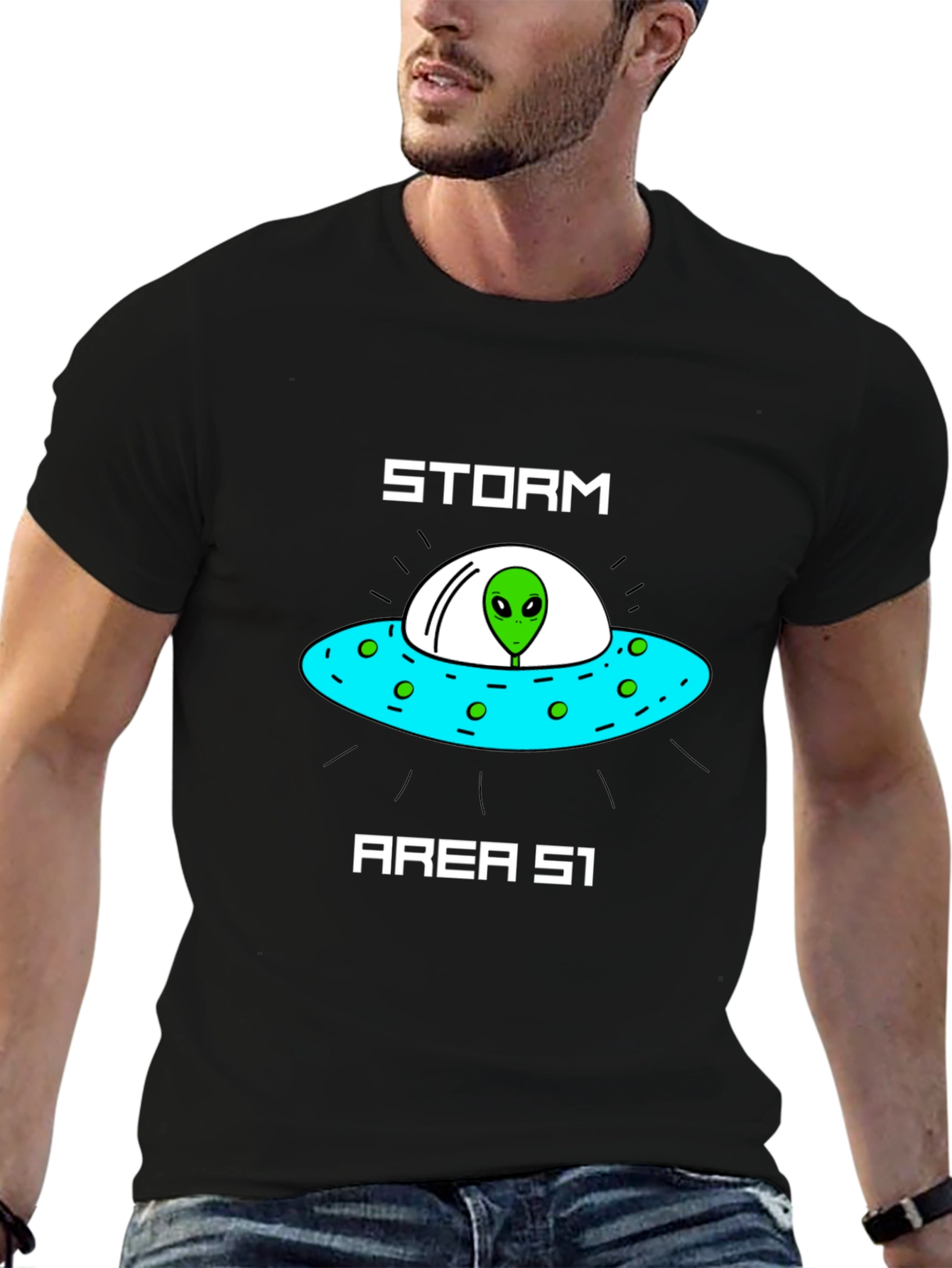 Storm Area 51 Alien UFO Graphic T-Shirt