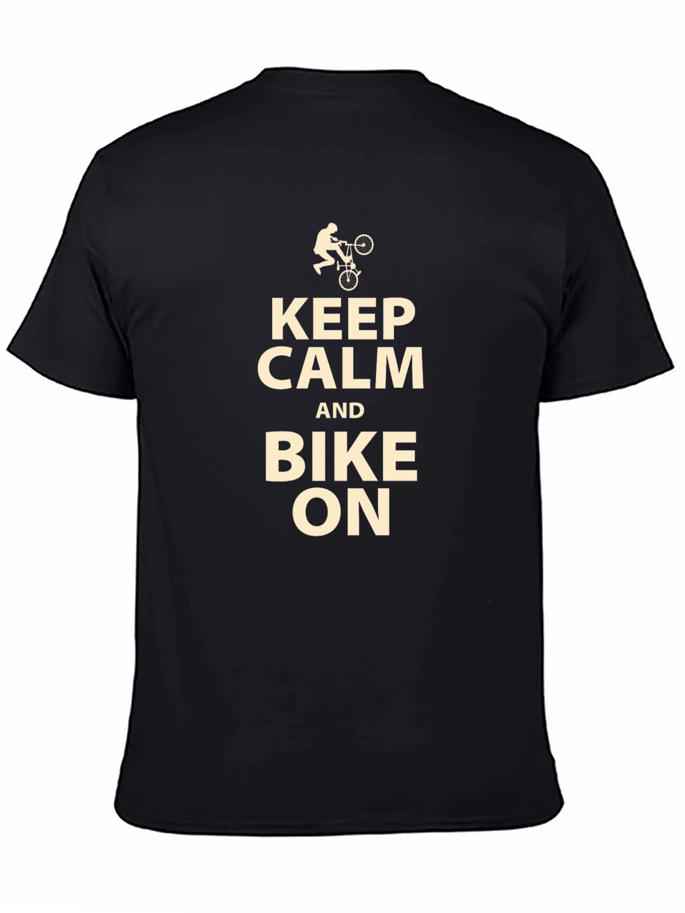 Keep Calm and Bike On Black T-Shirt
