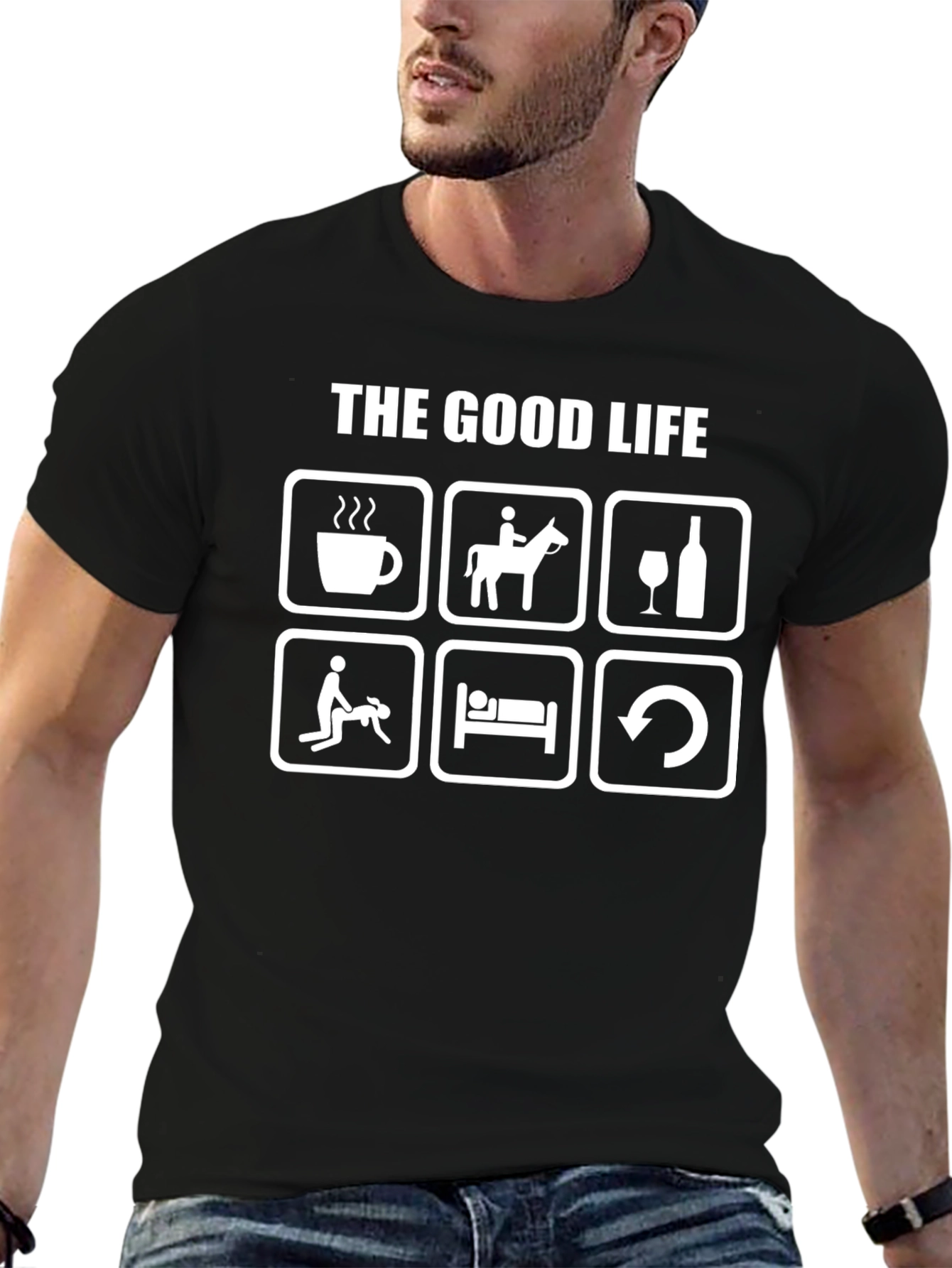 The Good Life Graphic Tee - Black Cotton T-Shirt