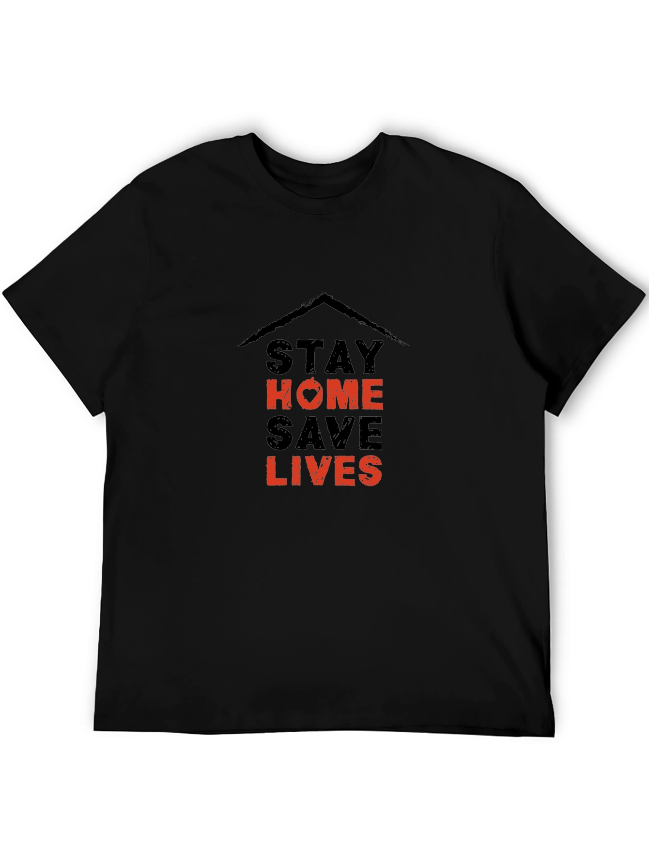 Stay Home Save Lives Black Graphic T-Shirt
