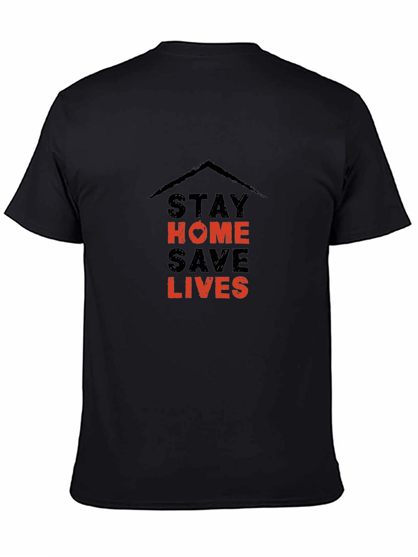 Stay Home Save Lives Black Graphic T-Shirt