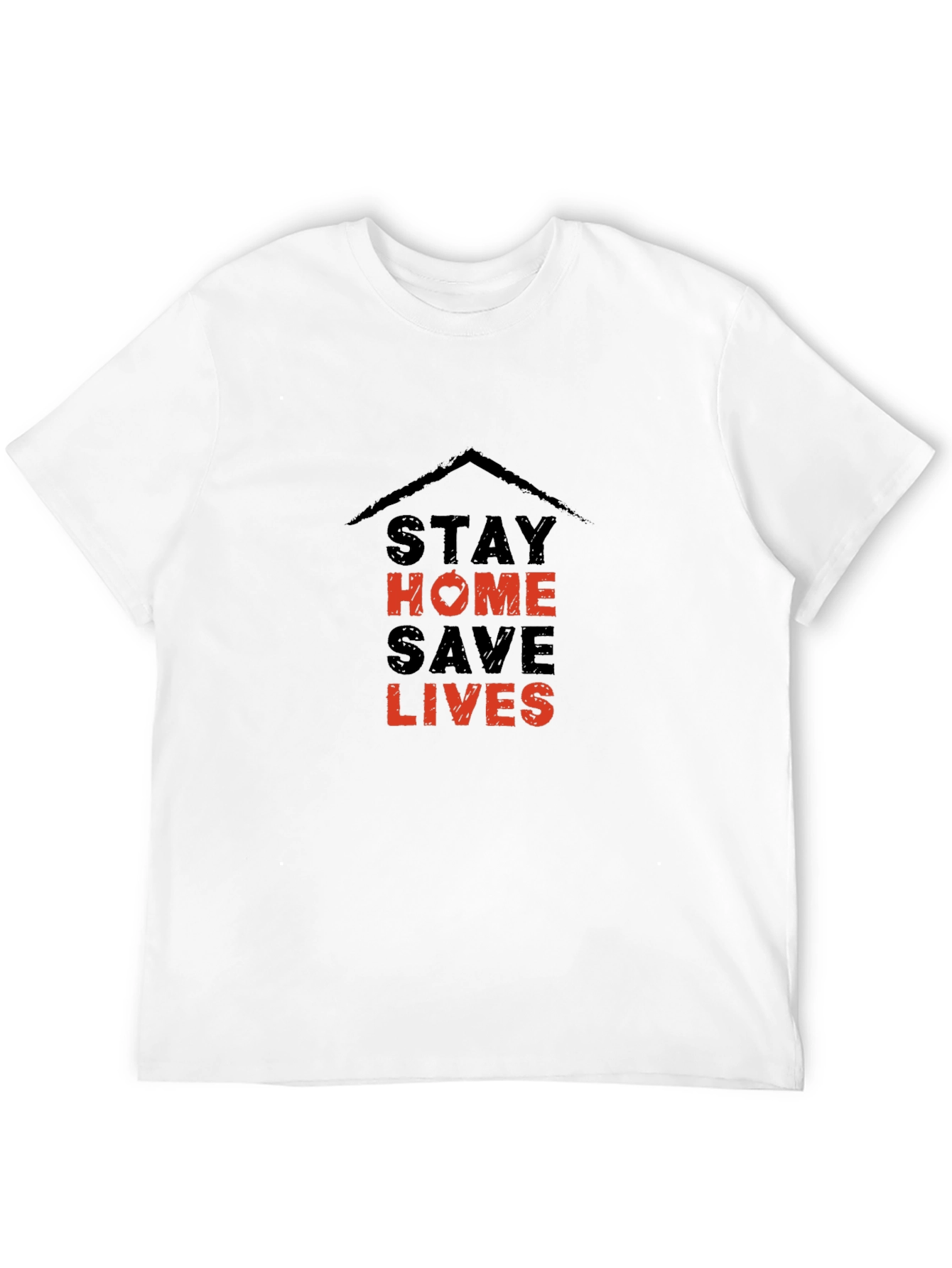 Stay Home Save Lives Black Graphic T-Shirt