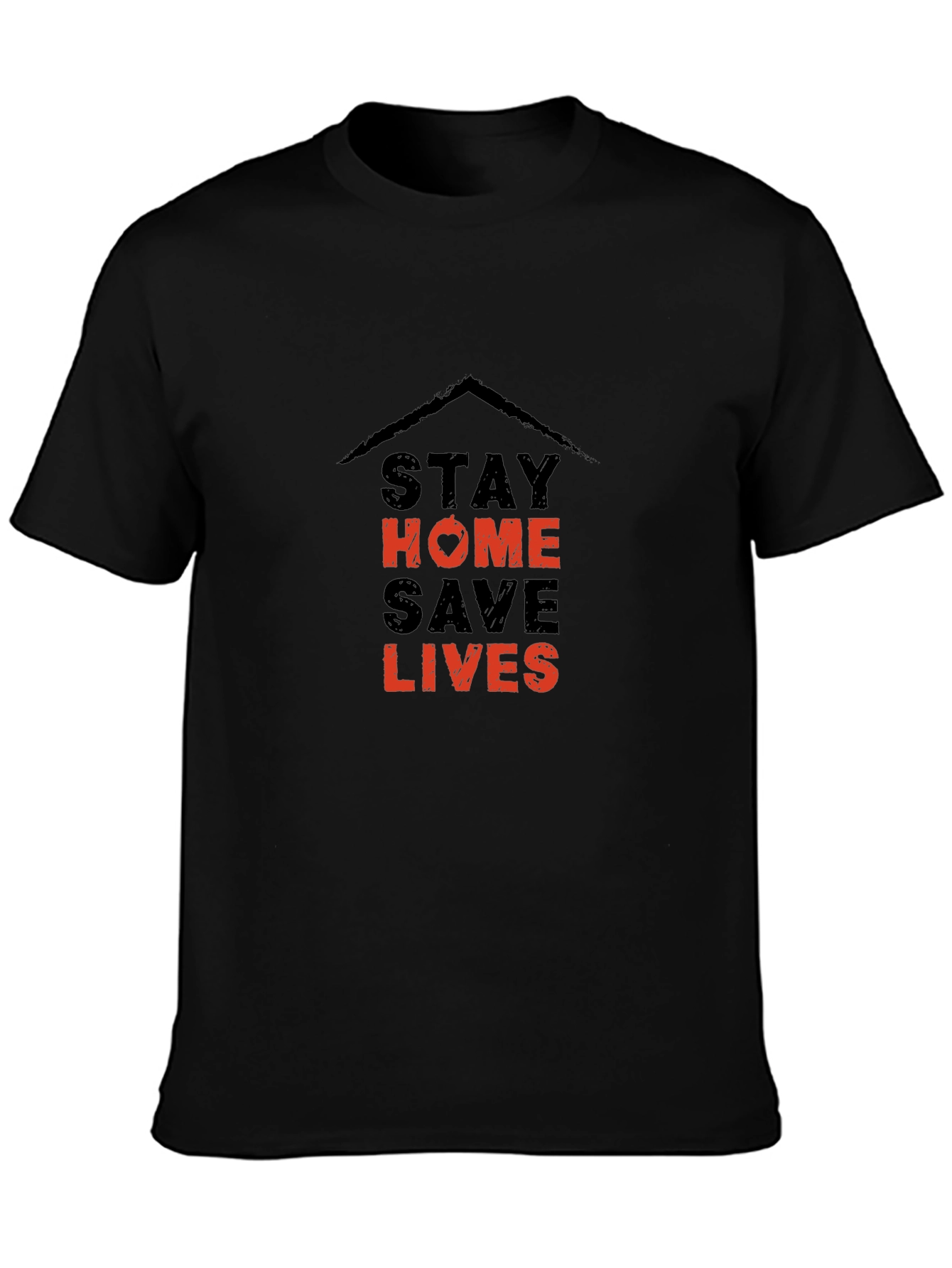 Stay Home Save Lives Black Graphic T-Shirt