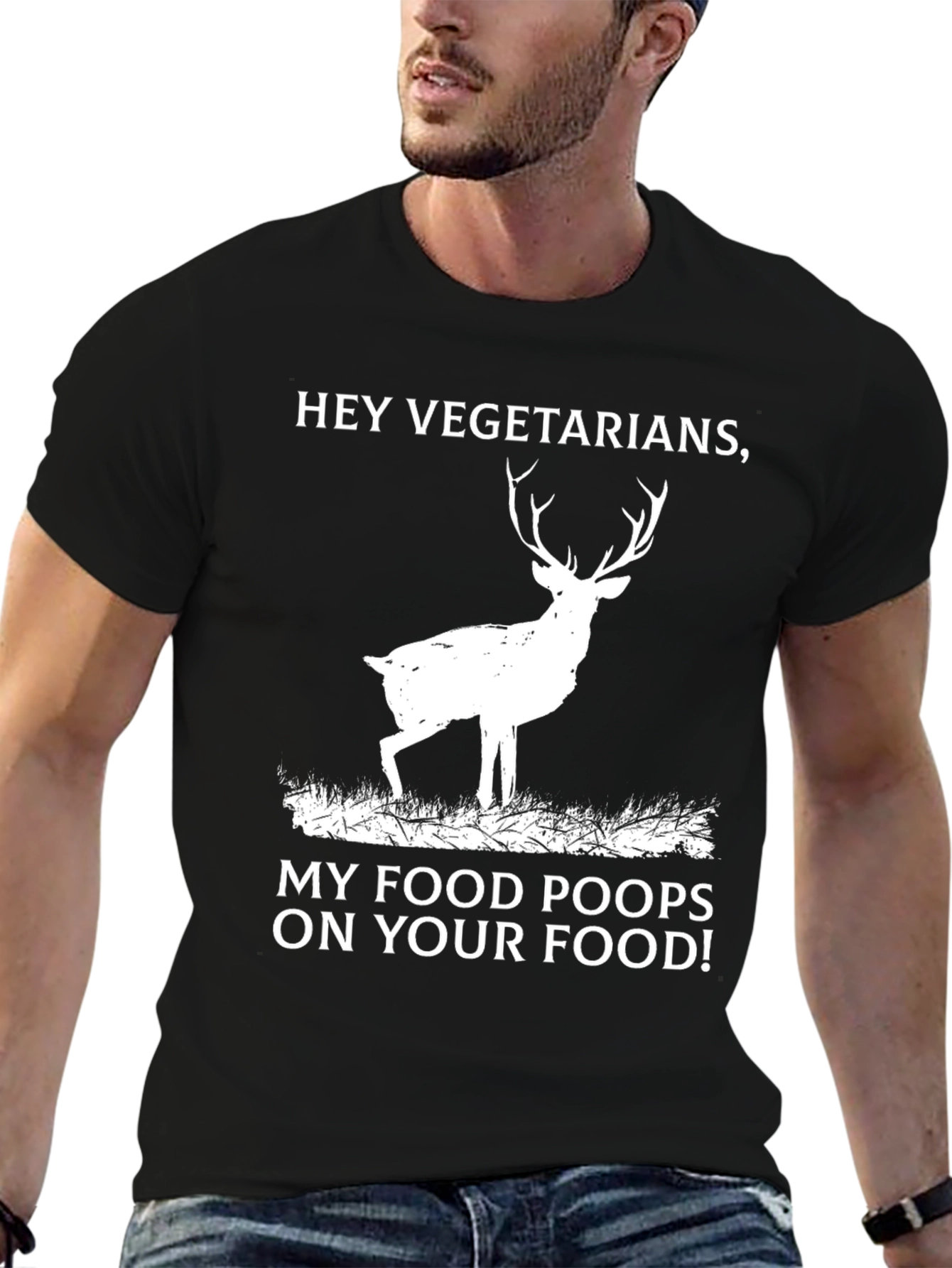 Funny Deer T-Shirt: My Food Poops on Your Food!