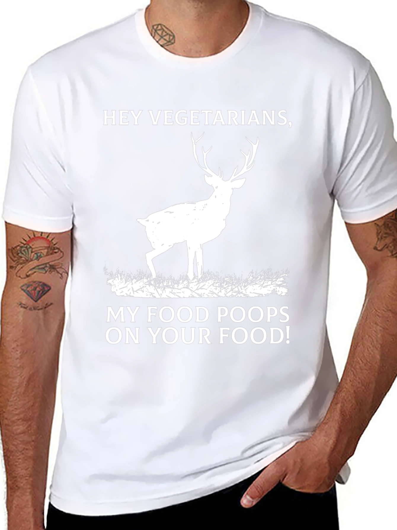 Funny Deer T-Shirt: My Food Poops on Your Food!