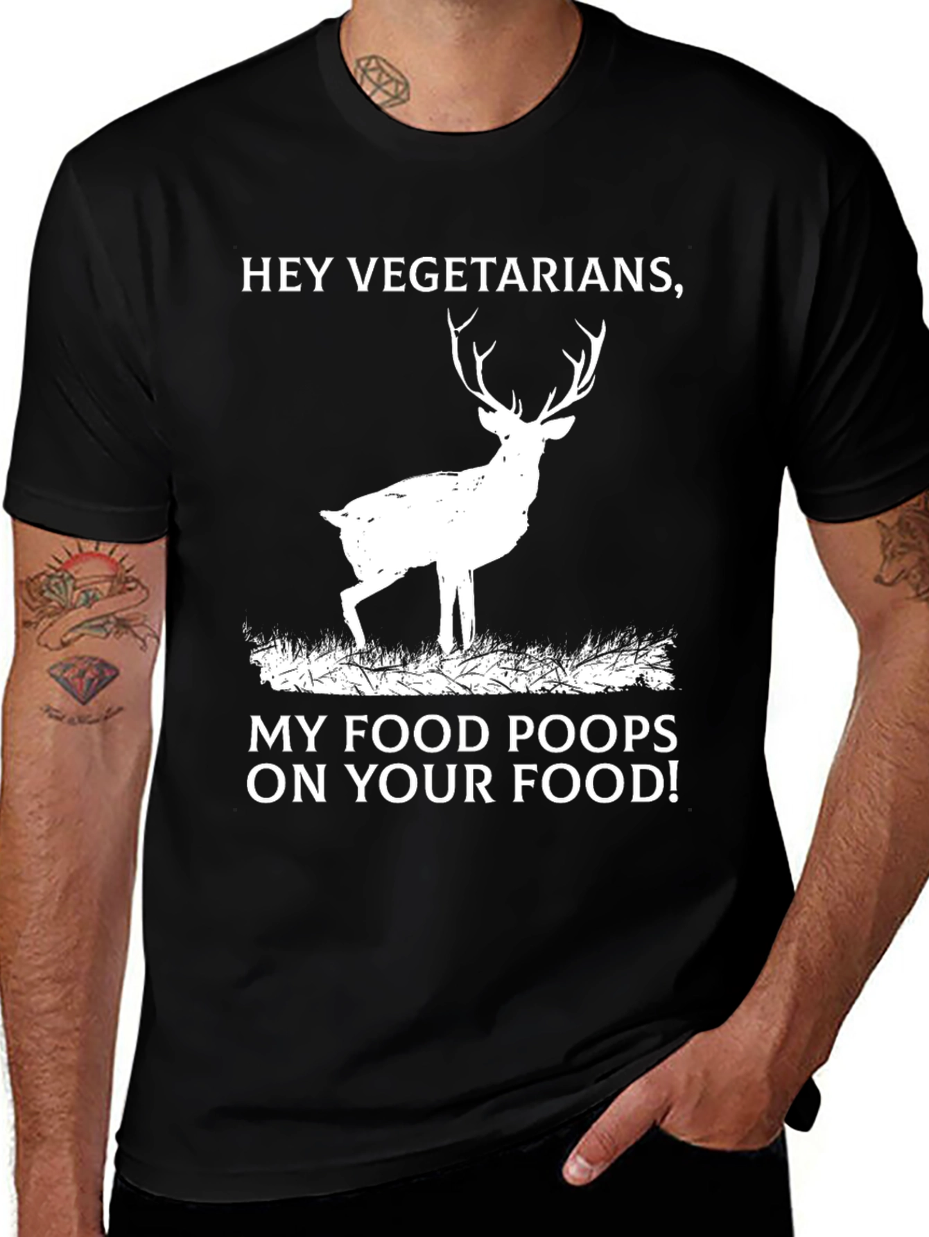 Funny Deer T-Shirt: My Food Poops on Your Food!