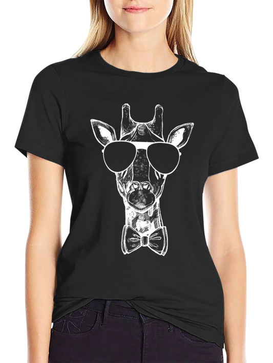 Cool Giraffe Graphic Tee - Stylish Mens Black T-Shirt