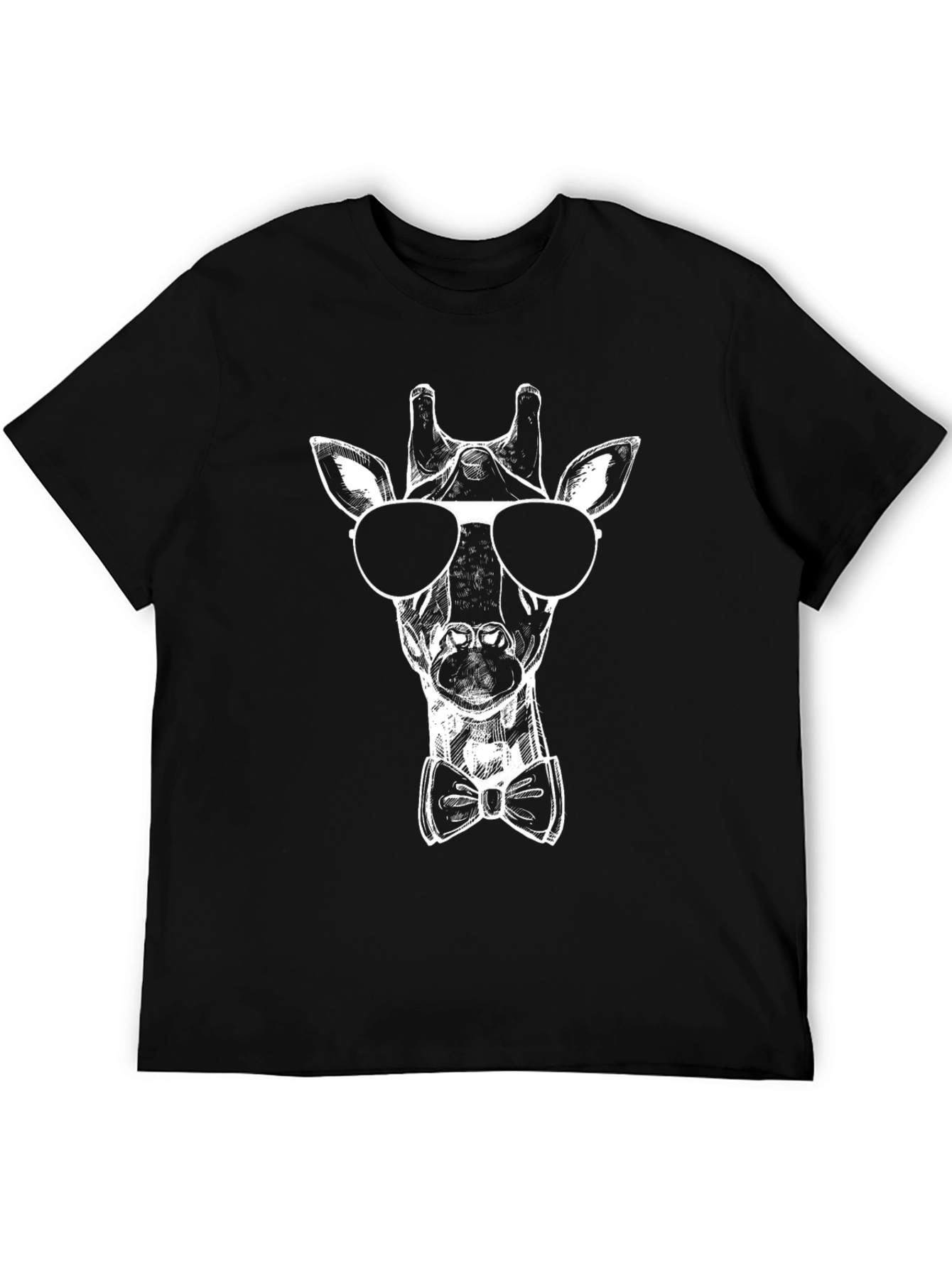 Cool Giraffe Graphic Tee - Stylish Mens Black T-Shirt