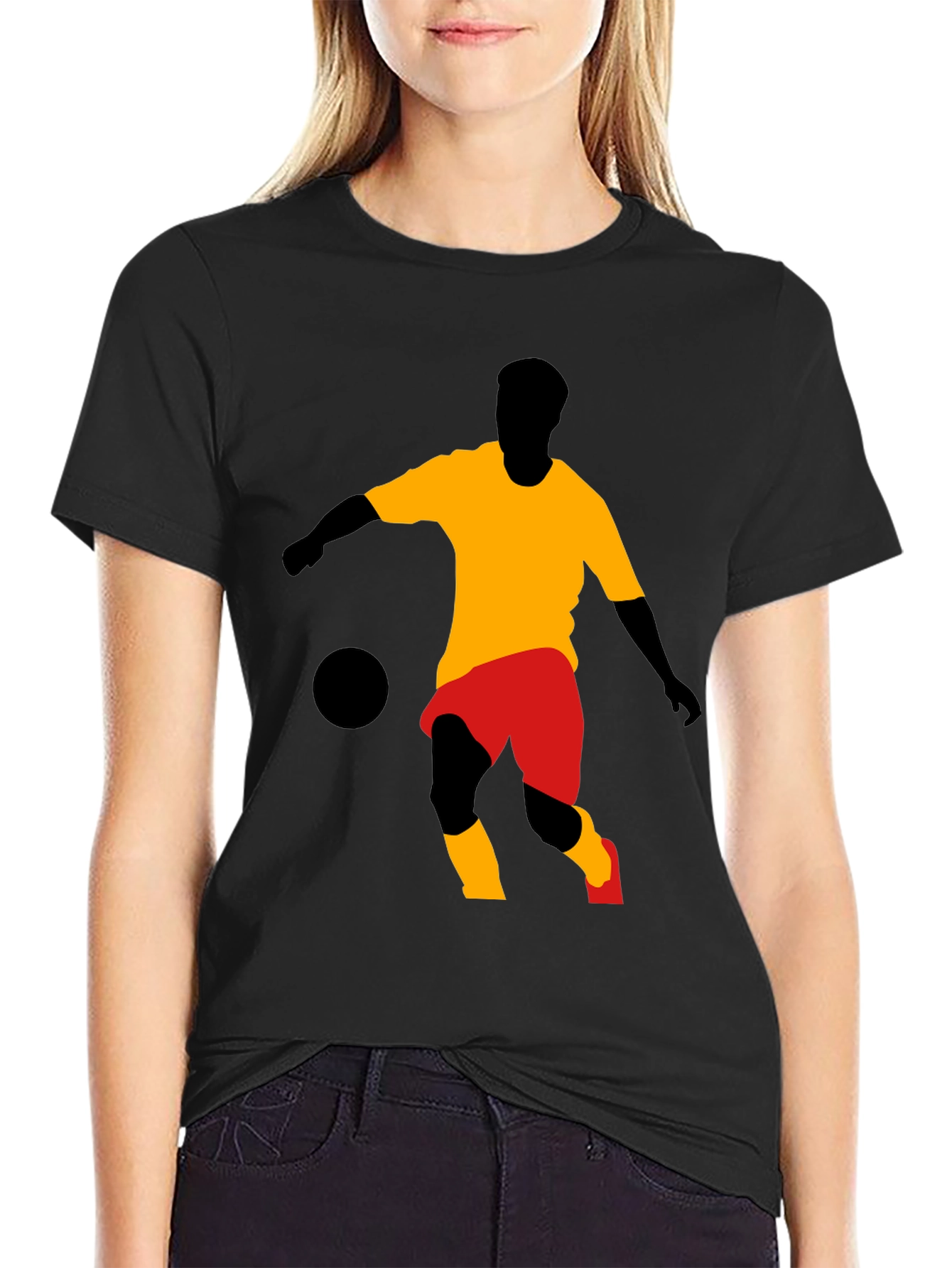 Soccer Player Graphic Tee - Stylish Black T-Shirt