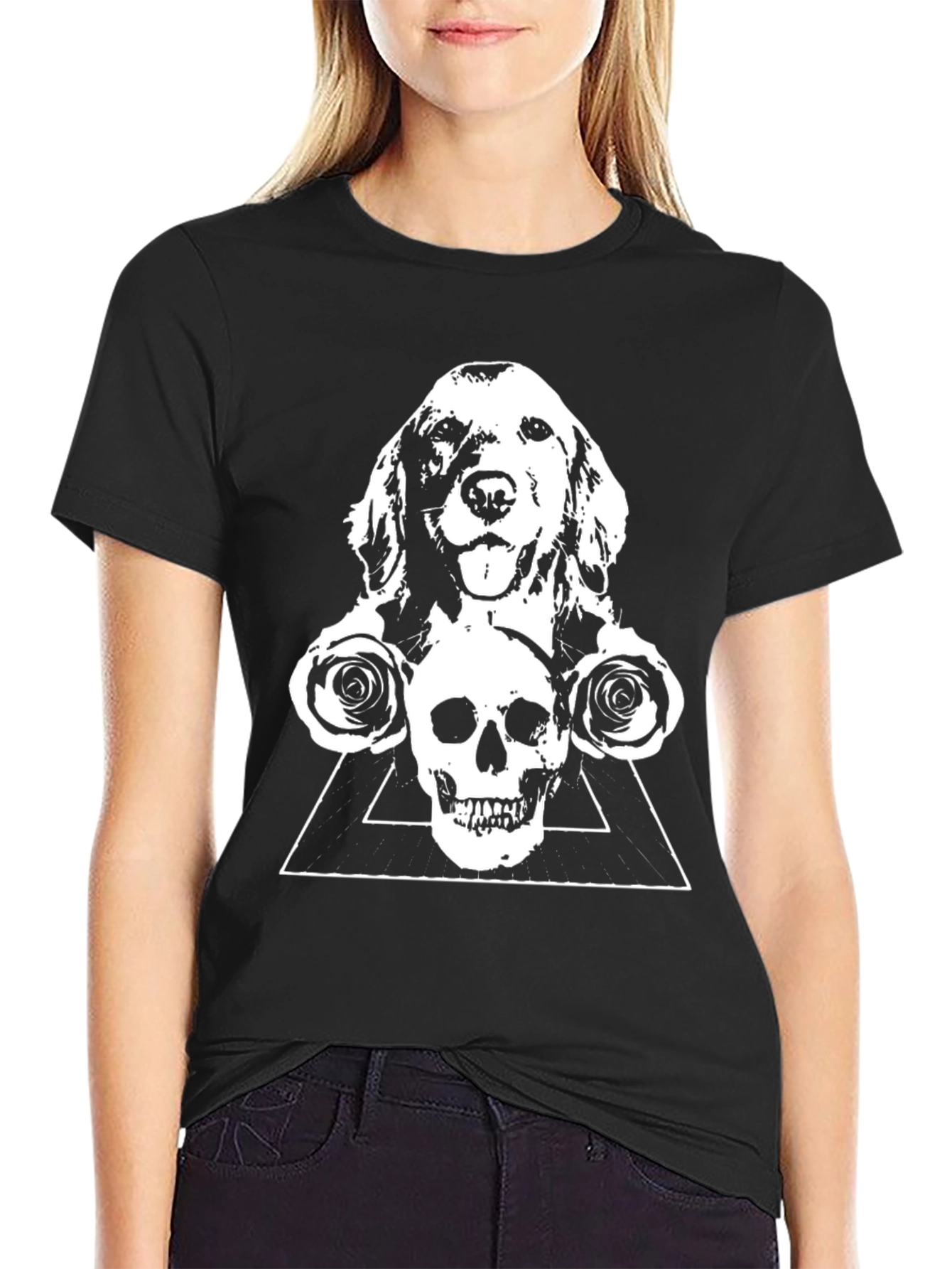 Dog Skull & Roses Graphic Tee
