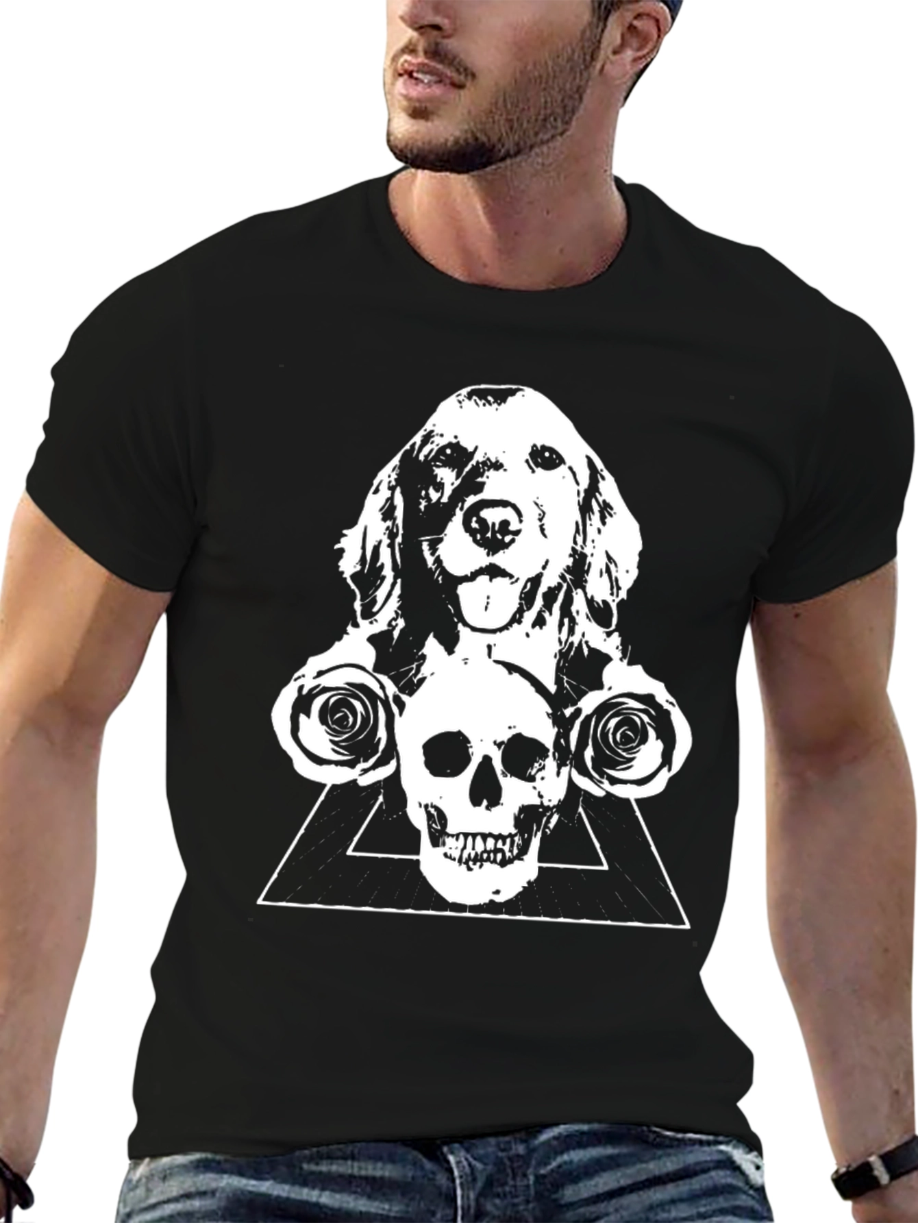 Dog Skull & Roses Graphic Tee