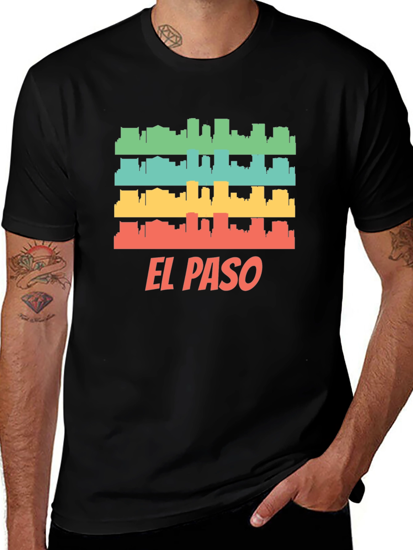 El Paso Retro Skyline Mens T-Shirt