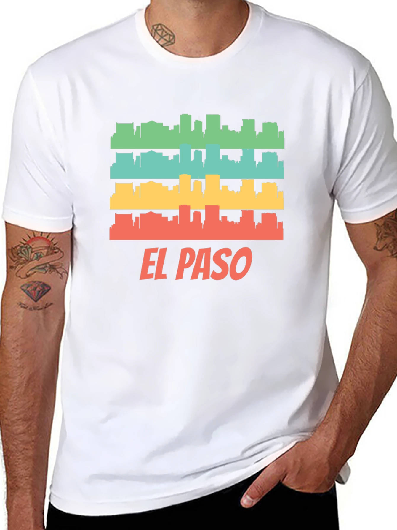El Paso Retro Skyline Mens T-Shirt