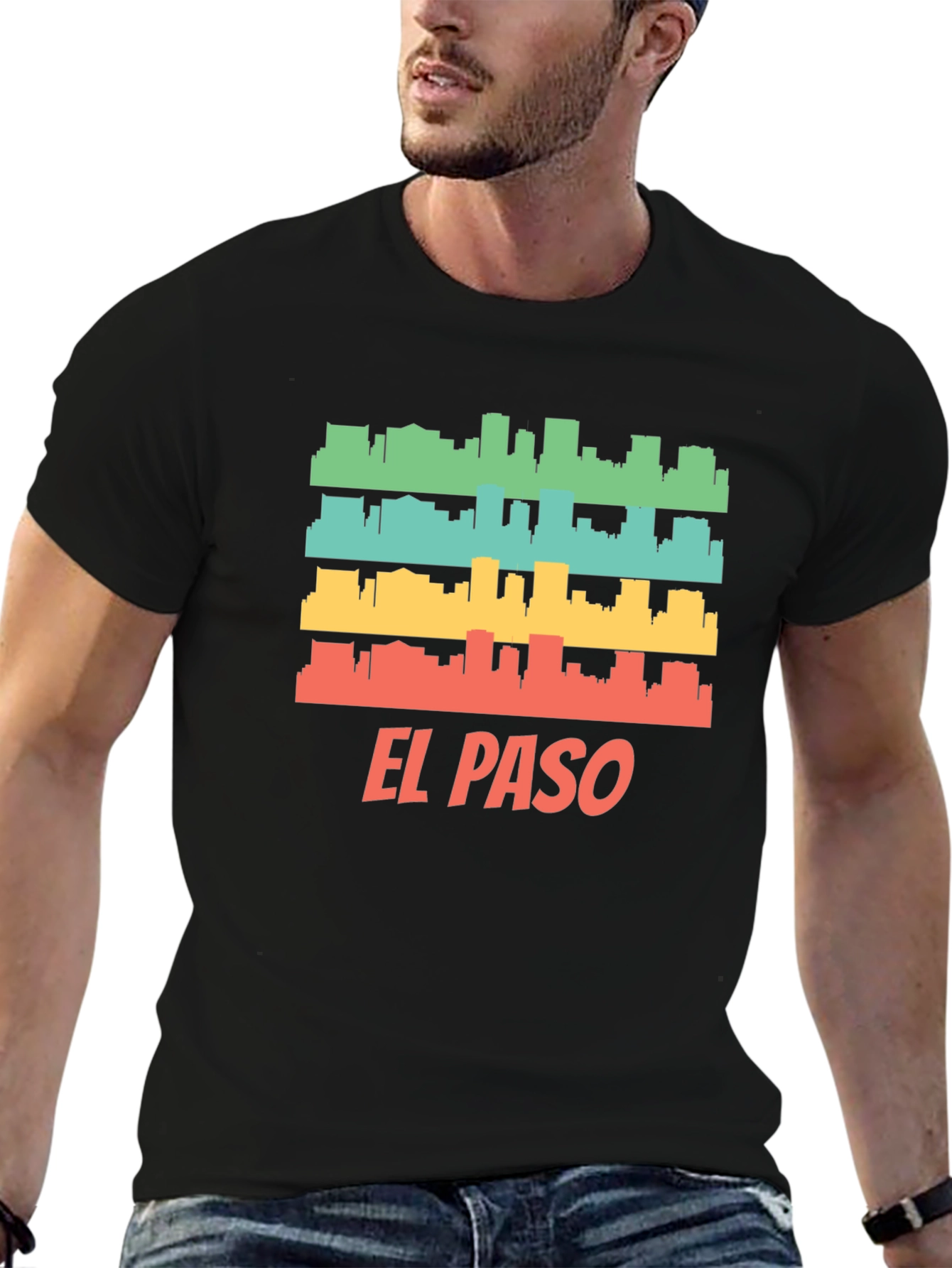 El Paso Retro Skyline Mens T-Shirt